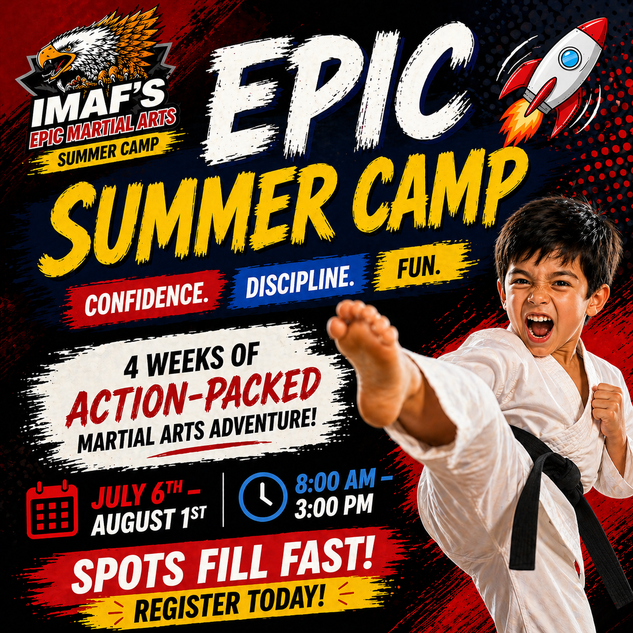 Integrated Martial Arts & Fitness Facebook ad: ๐๐๐๐
๐๐ฎ๐ฆ๐ฆ๐๐ซ ๐๐๐ฆ๐ฉ๐ฌ