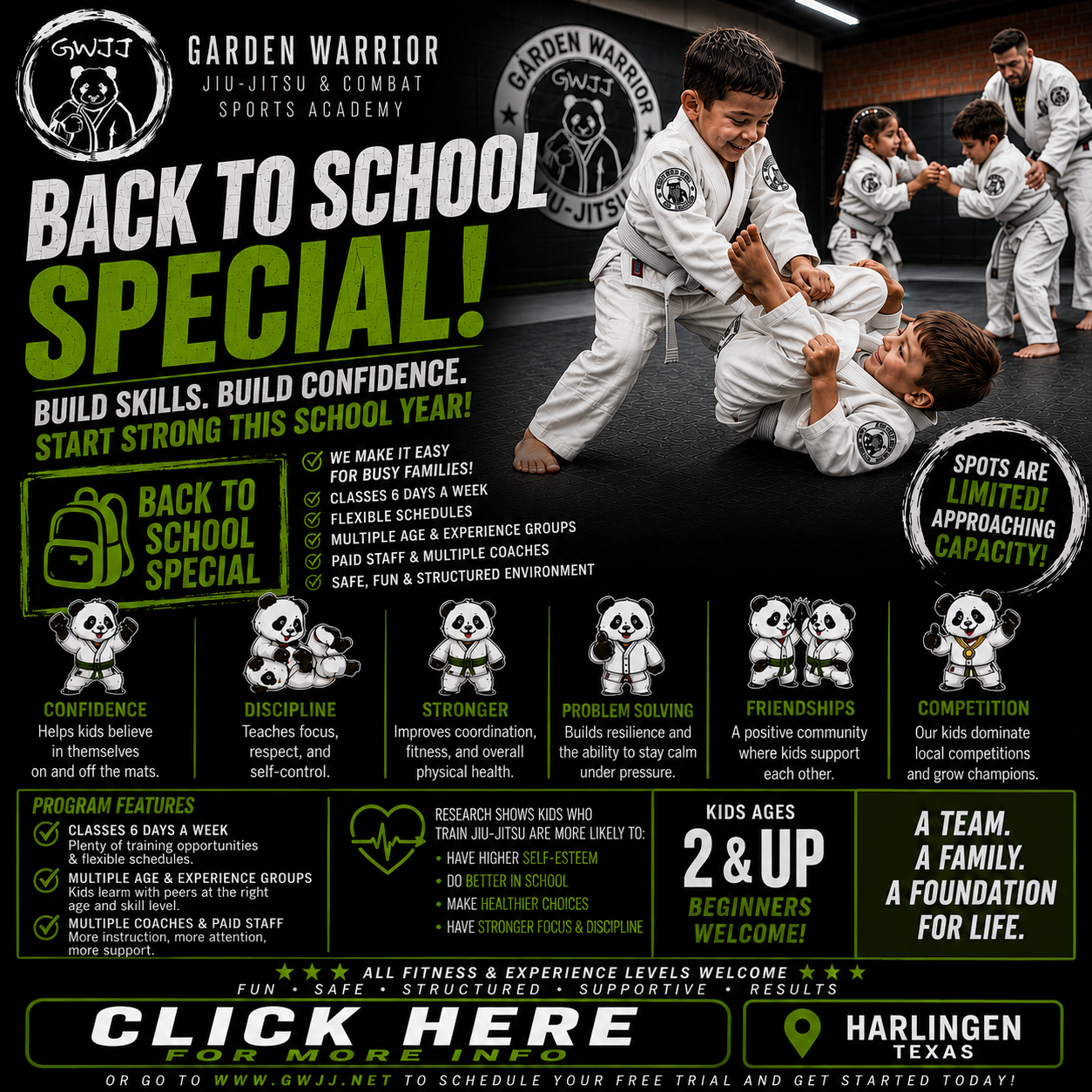 Garden Warrior Jiu-Jitsu & Combat Sports Academy Facebook ad: BACK TO SCHOOL.