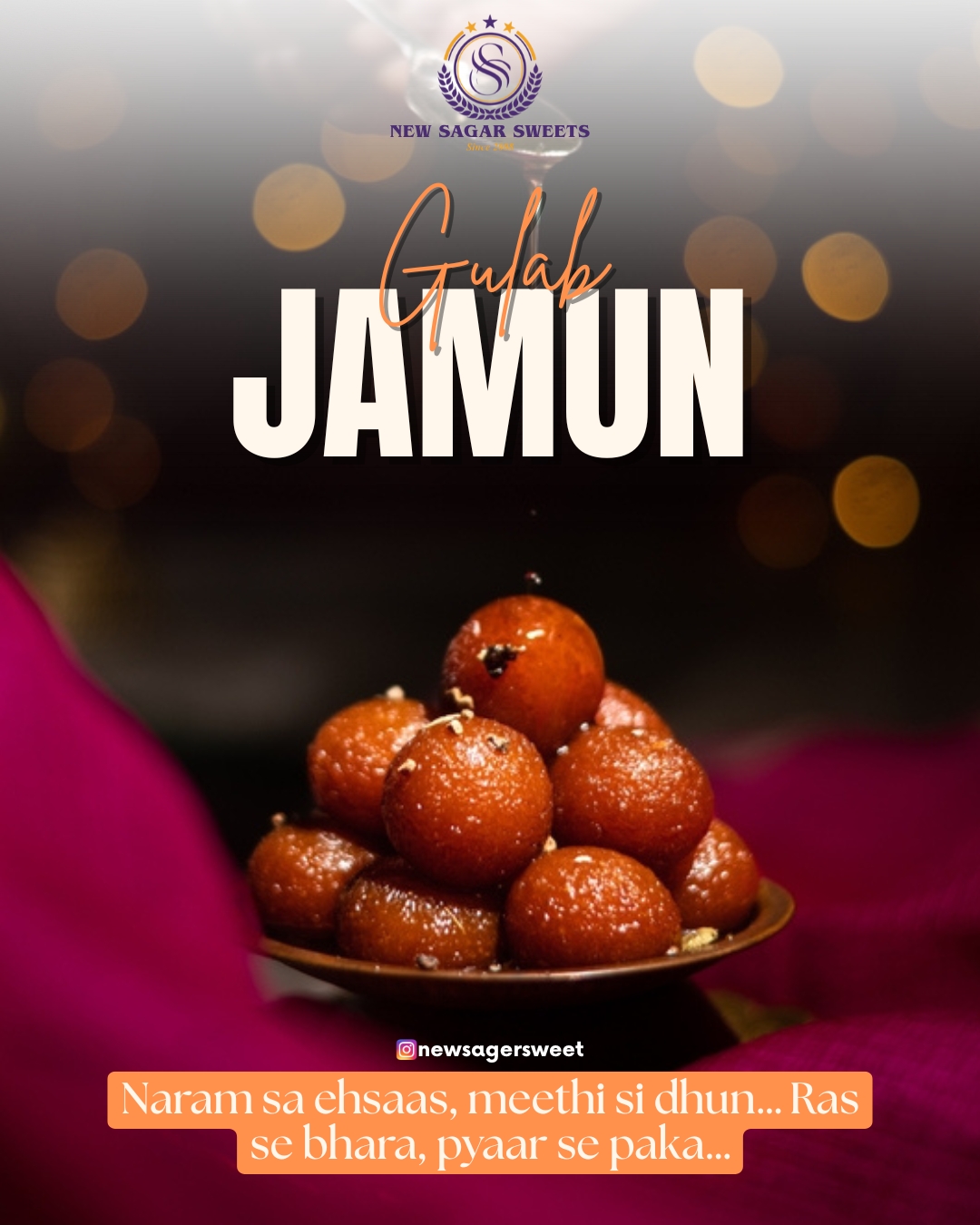 newsagersweet Facebook ad: Gulab Jamun ka ek bite… aur mood ho…