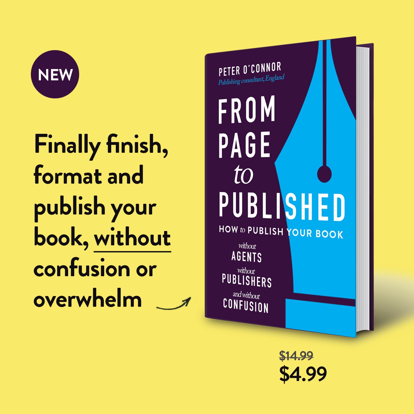 Bespoke Author Facebook ad: Finish & publish your book, without overwhelm.