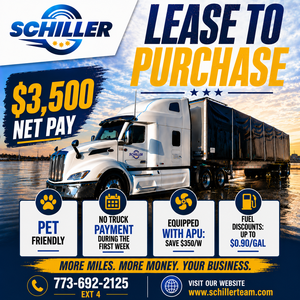 Schiller Transportation Facebook ad: Flatbed Conestoga