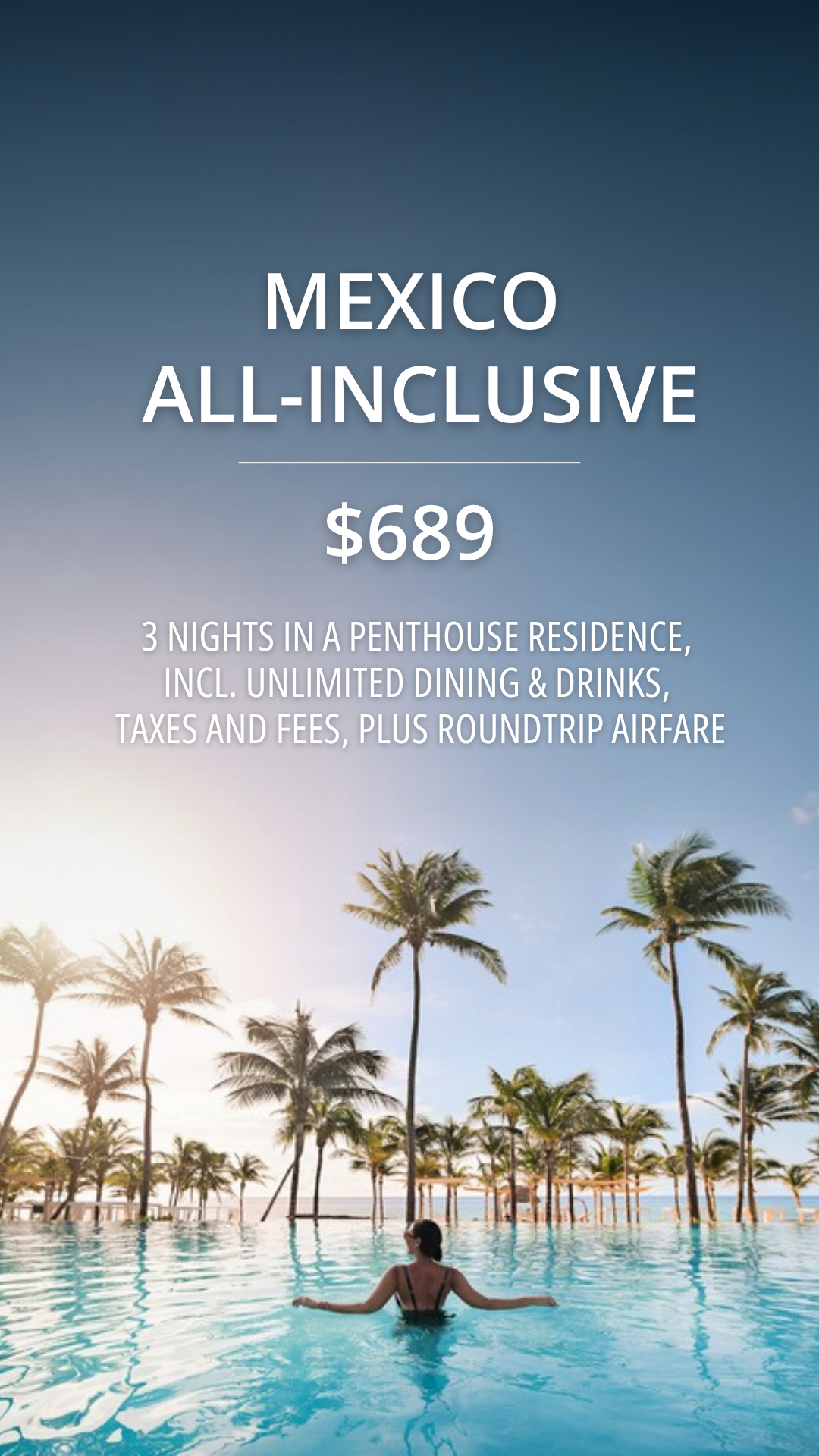 Travelzoo Facebook ad: All-inclusive Mexico penthouse trip for $689