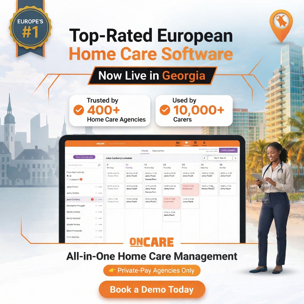 OnCare Facebook ad: Home Care Software Now Available in Georgia