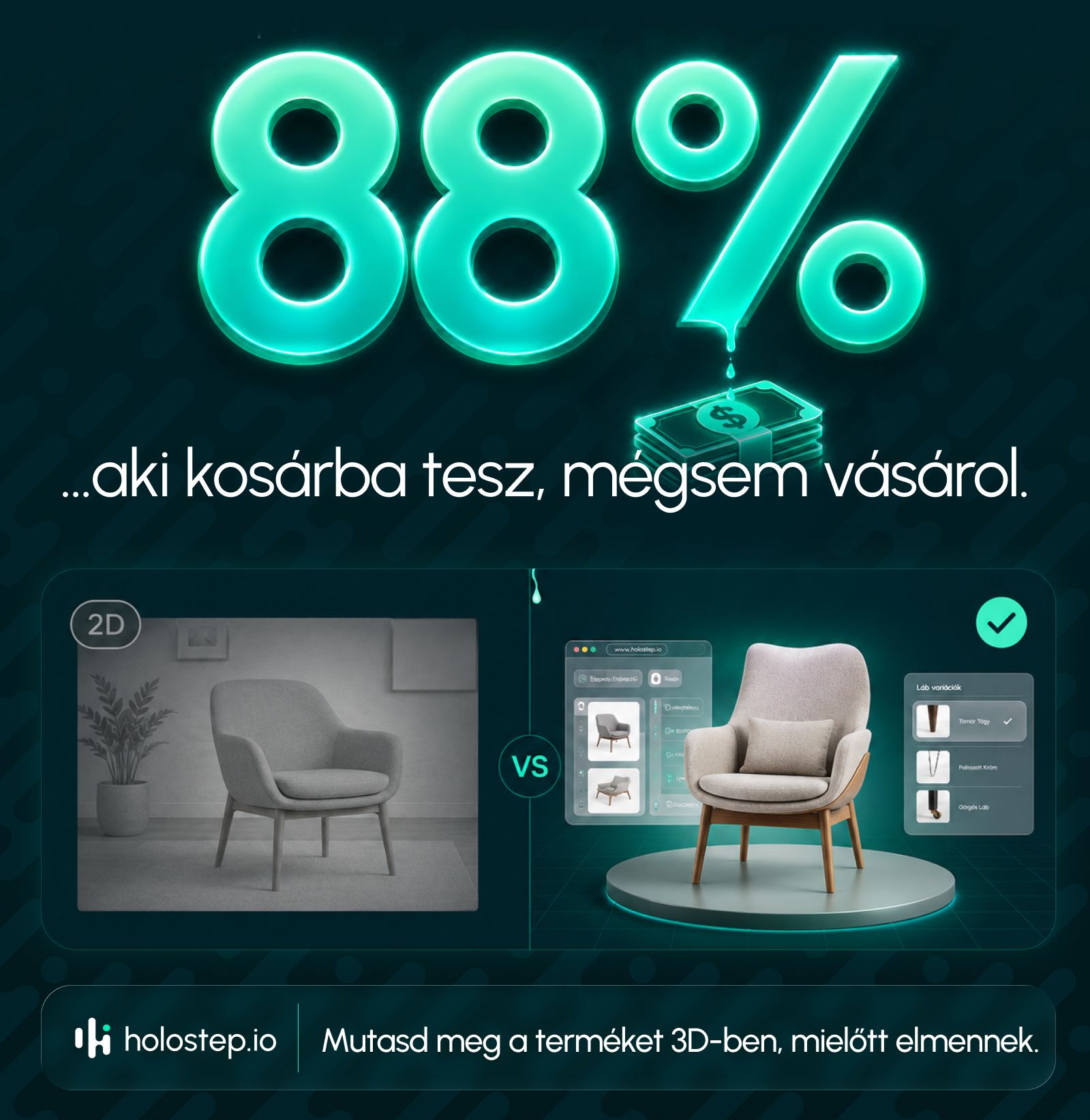 Holostep.io Facebook ad: Mutasd meg 3D-ben, mielőtt elmennek