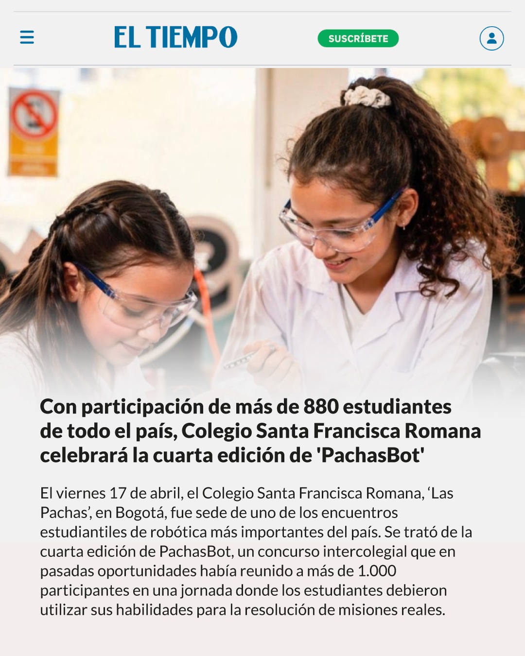 Colegio Santa Francisca Romana Facebook ad: Con la cuarta edición de PachasBOT reunimos a…