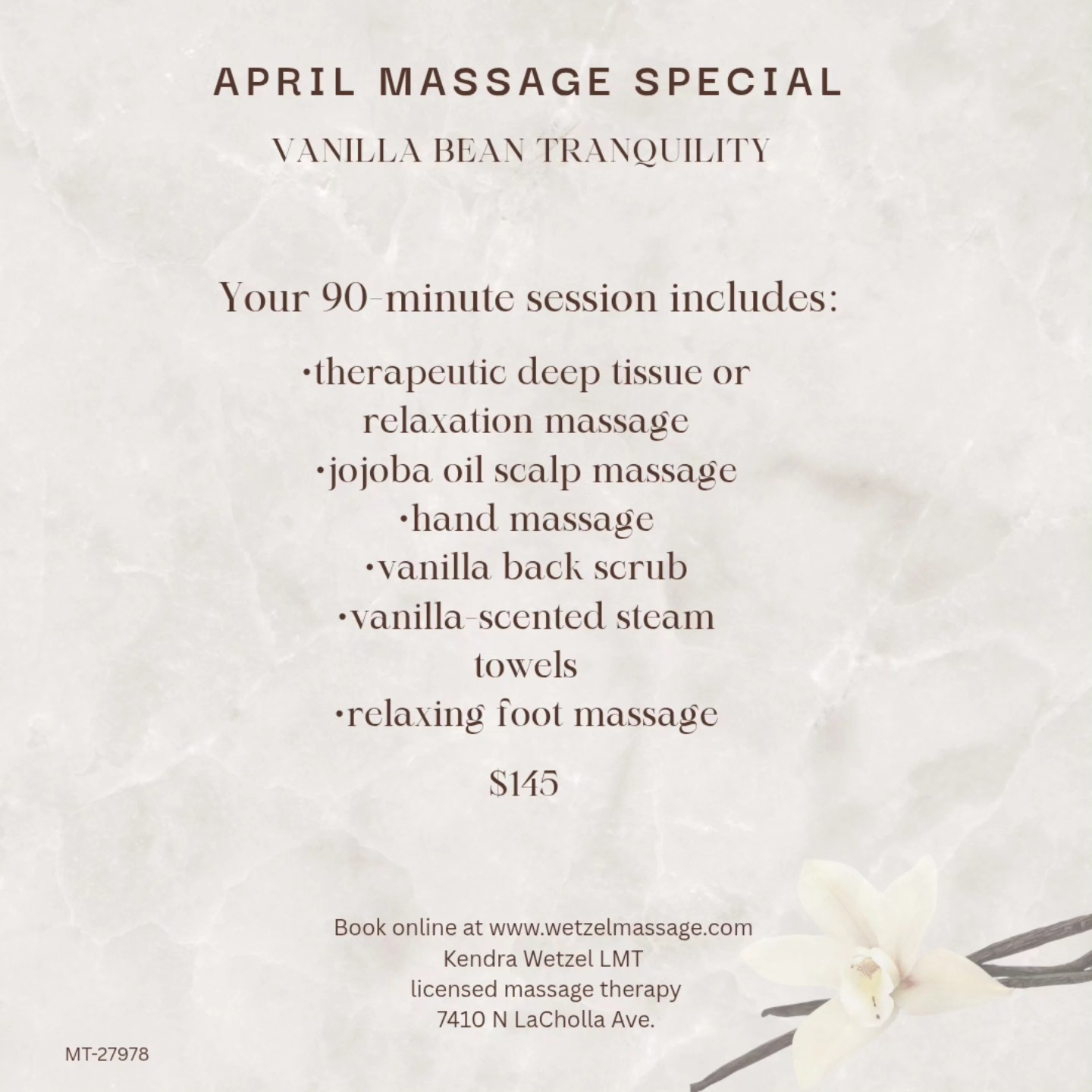 Kendra Wetzel LMT Facebook ad: Today is a great day to schedule your…