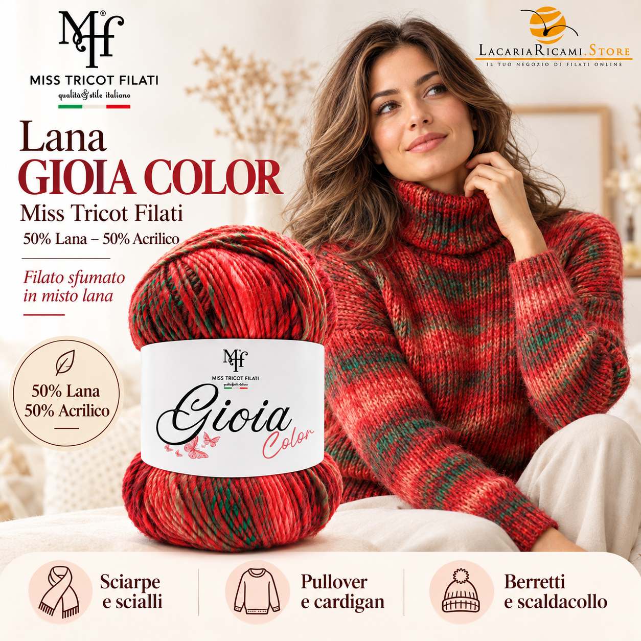 LacariaRicami.Store Facebook ad: Lana Gioia Color Miss Tricot Filati, filato sfumato…