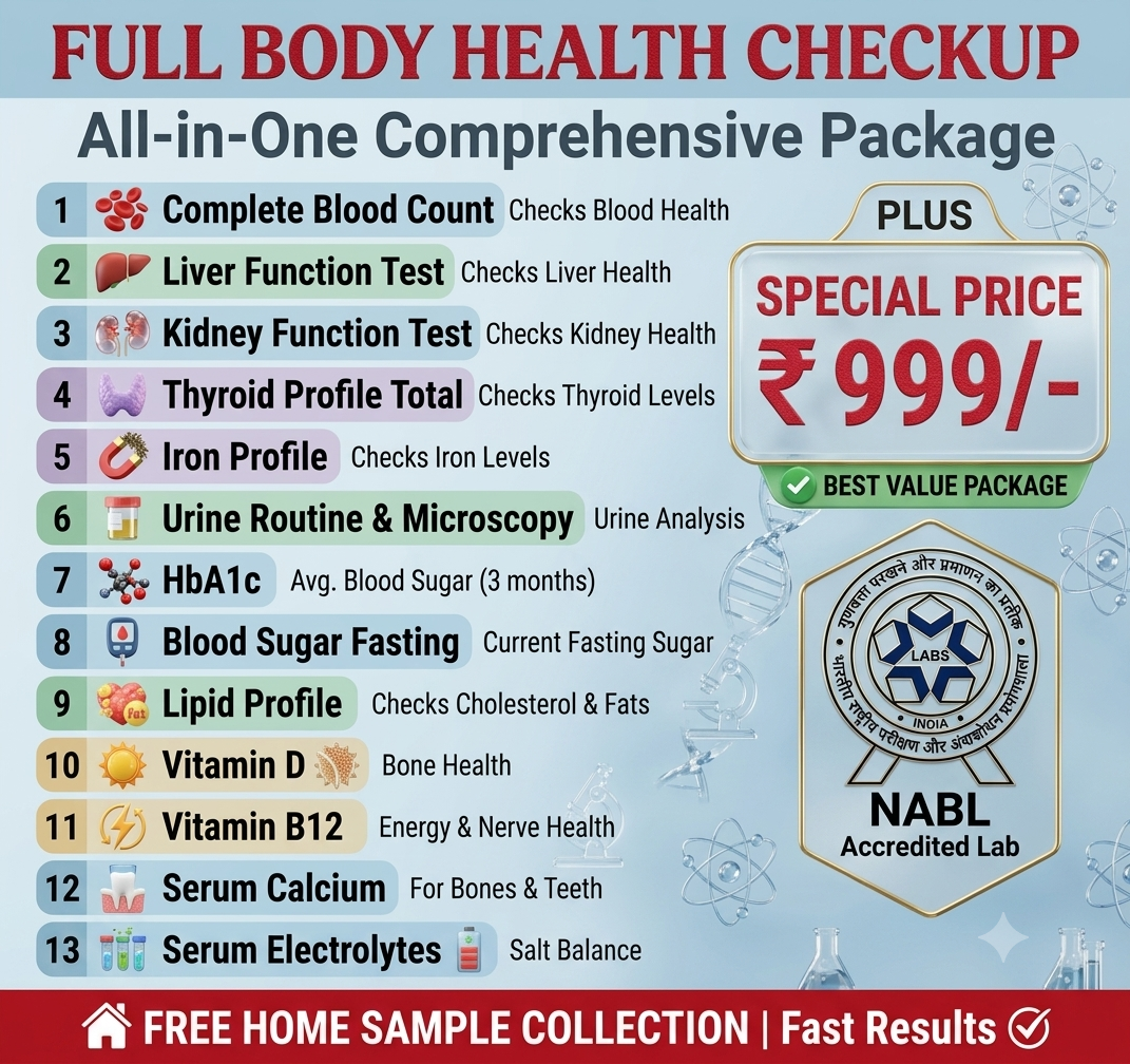 My Prime Diagnostic Lab Facebook ad: Full Body Health Checkup ₹999
