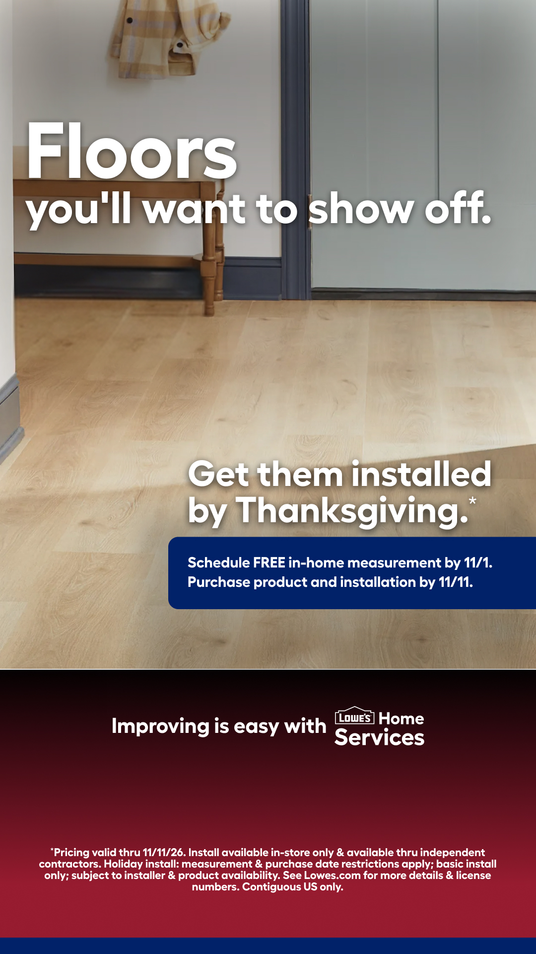 Lowe's Home Improvement Facebook ad: Install by Thanksgiving.*