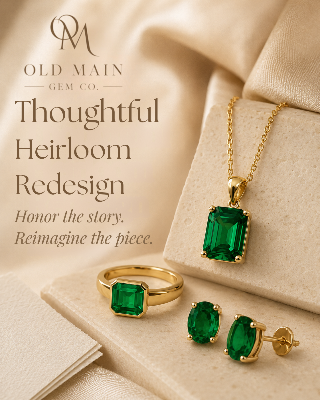 Old Main Gem Co. Facebook ad: Reimagine Your Heirlooms