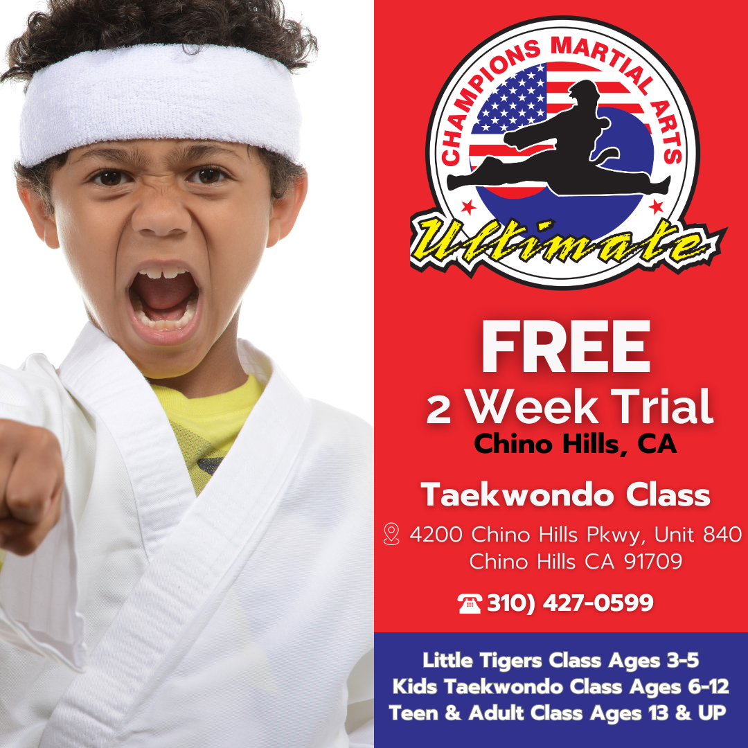 CMAofchinohills Facebook ad: Free 2 Weeks Taekwondo Trial from Ages 3 and Up