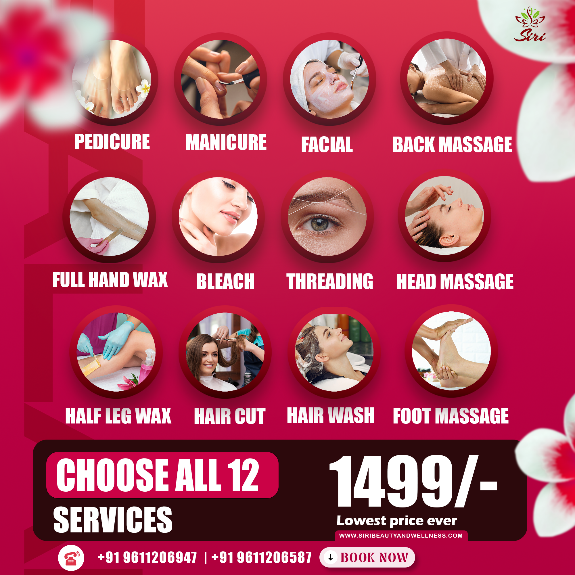 Siri Beauty and Wellness Center Facebook ad: Book Now