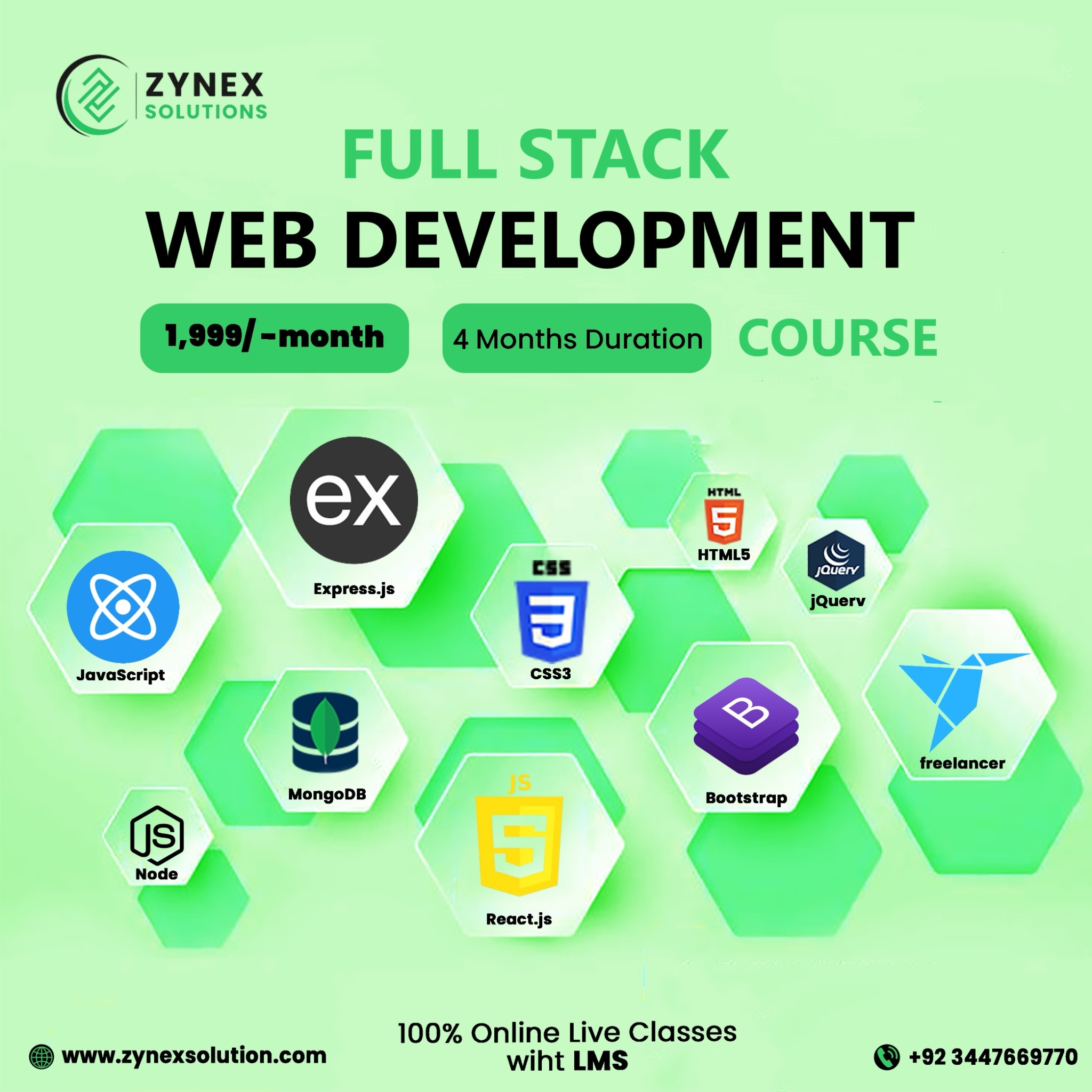 Zynex Solutions Facebook ad: MERN Stack Mastery @ 1,999/month