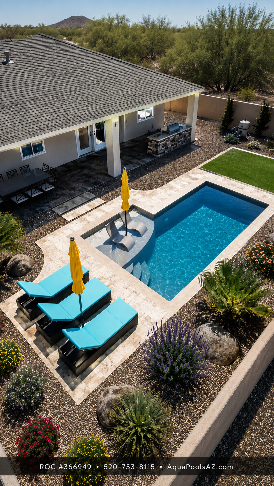 Aqua Pools Facebook ad: Custom Pools Starting at $49,995