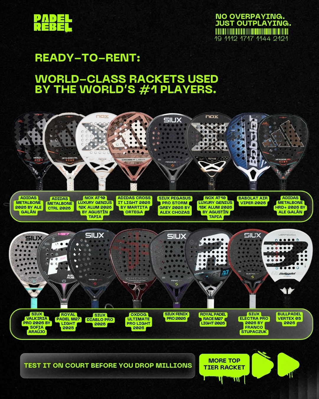Padel Rebel Facebook ad: ππππ ππ§ ππππ’π₯π π¬π’π¨ π’πͺπ‘ ππ§.