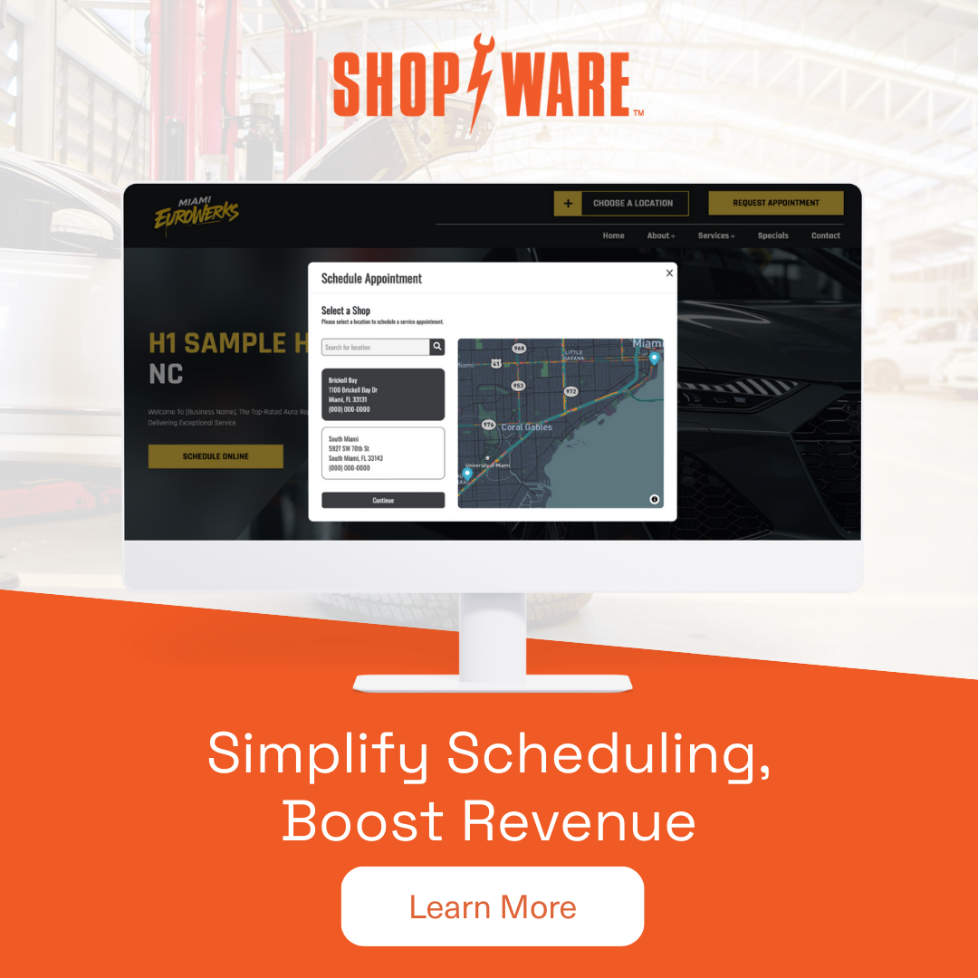 Shop-Ware - Shop Management Software Facebook ad: Simplify Scheduling, Boost Revenue