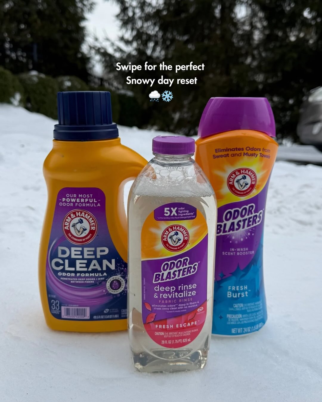 Arm & Hammer Facebook ad: Making snow days all about laundry and cozy…