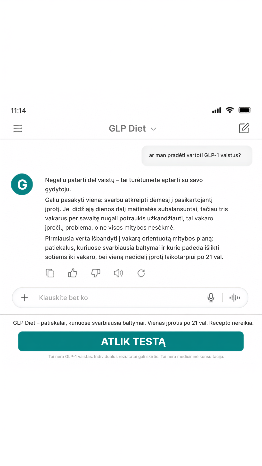 GLP Reset Program Facebook ad