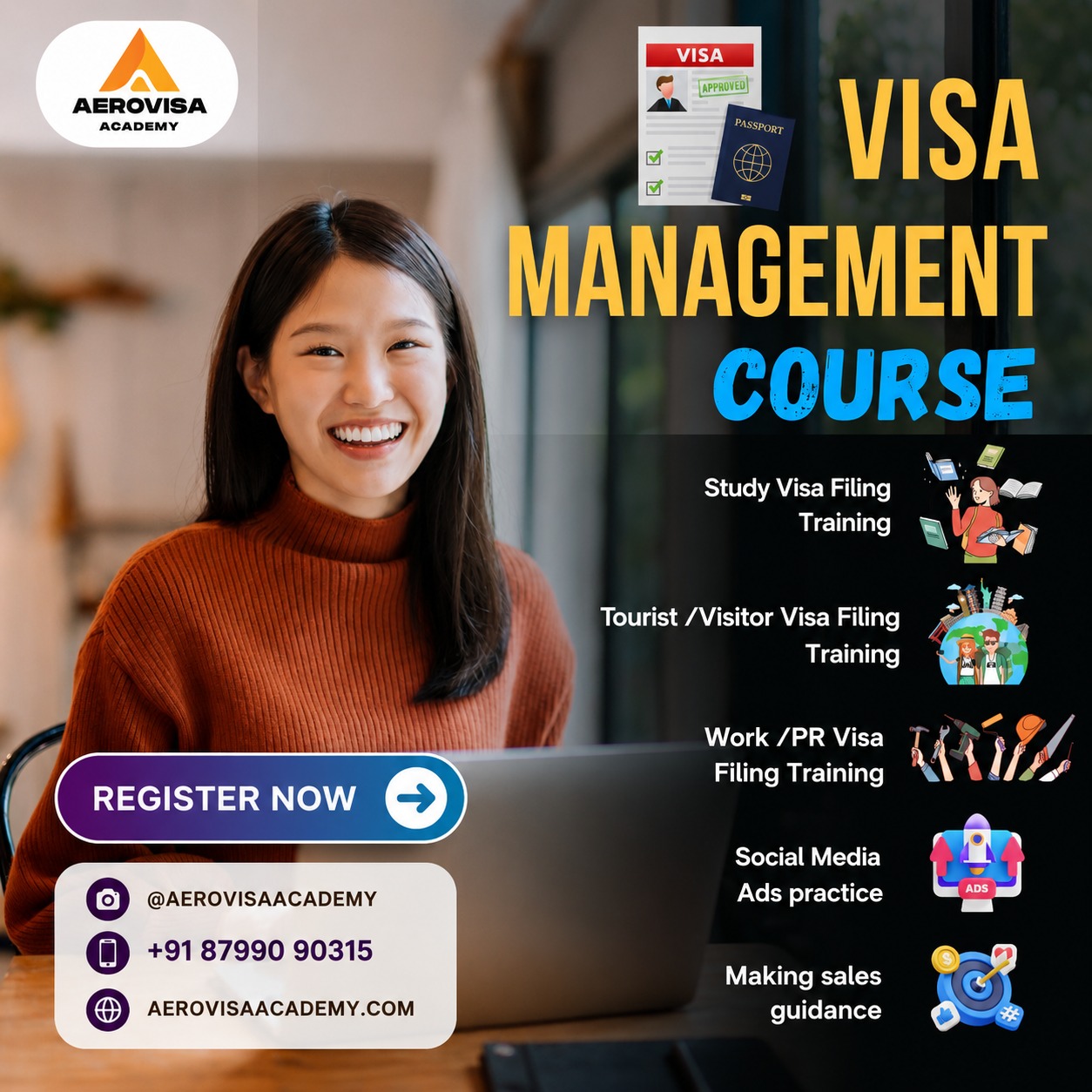AeroVisa Academy Facebook ad: Learn Visa Filing from Experts