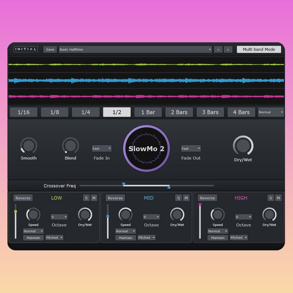 Initial Audio Facebook ad: Slowmo 2: Multiband Half-Time, Reverse & Pitch VST Plugin