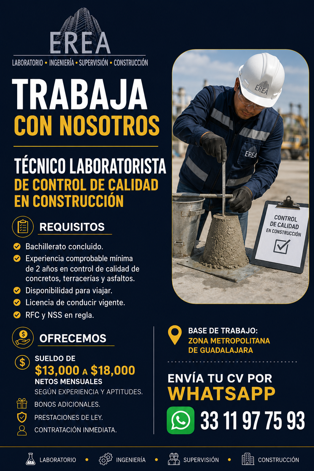 EREA ingenieria Facebook ad: Vacante: Técnico Laboratorista
