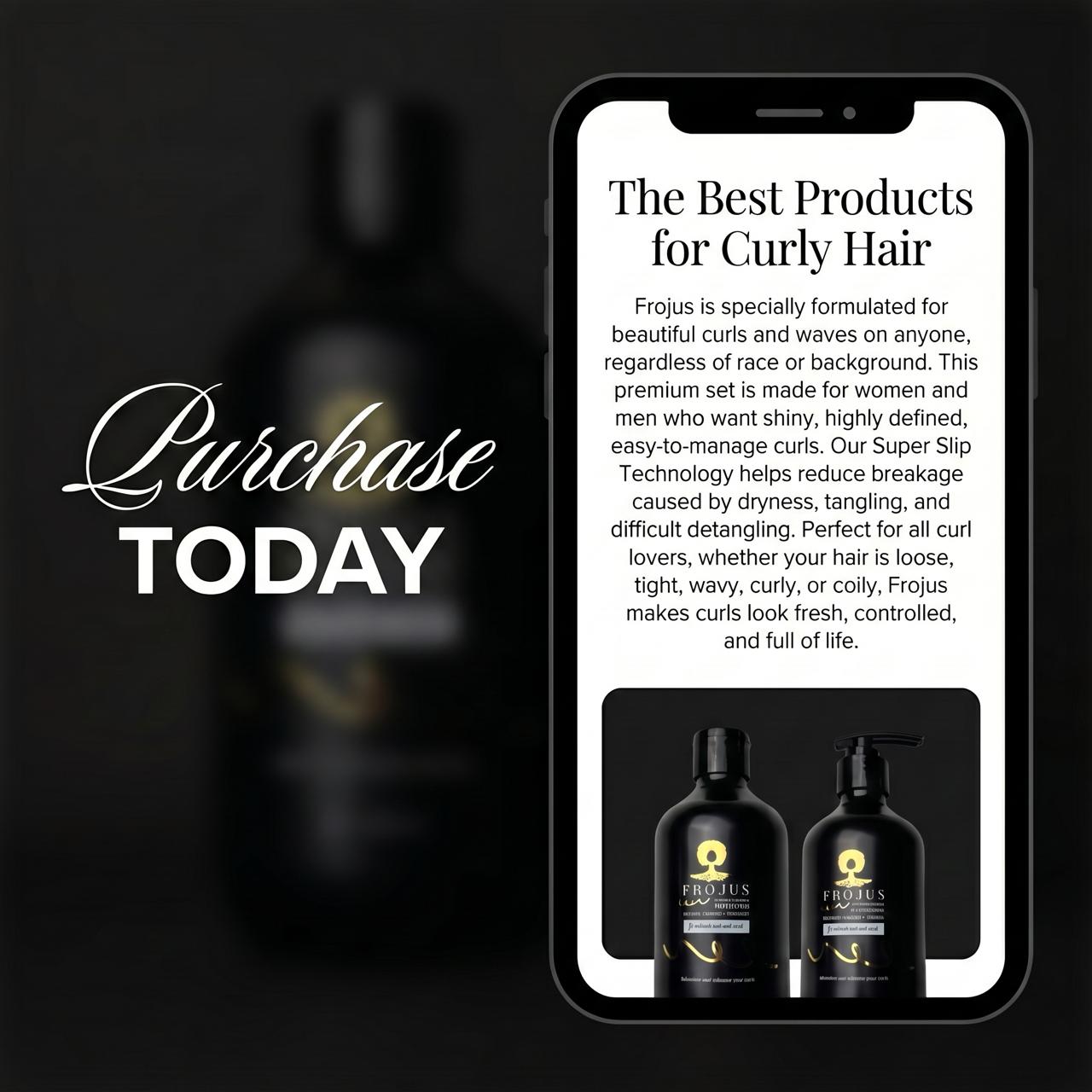 Frojus - Curly Hair Products Facebook ad: Your best curls start here.