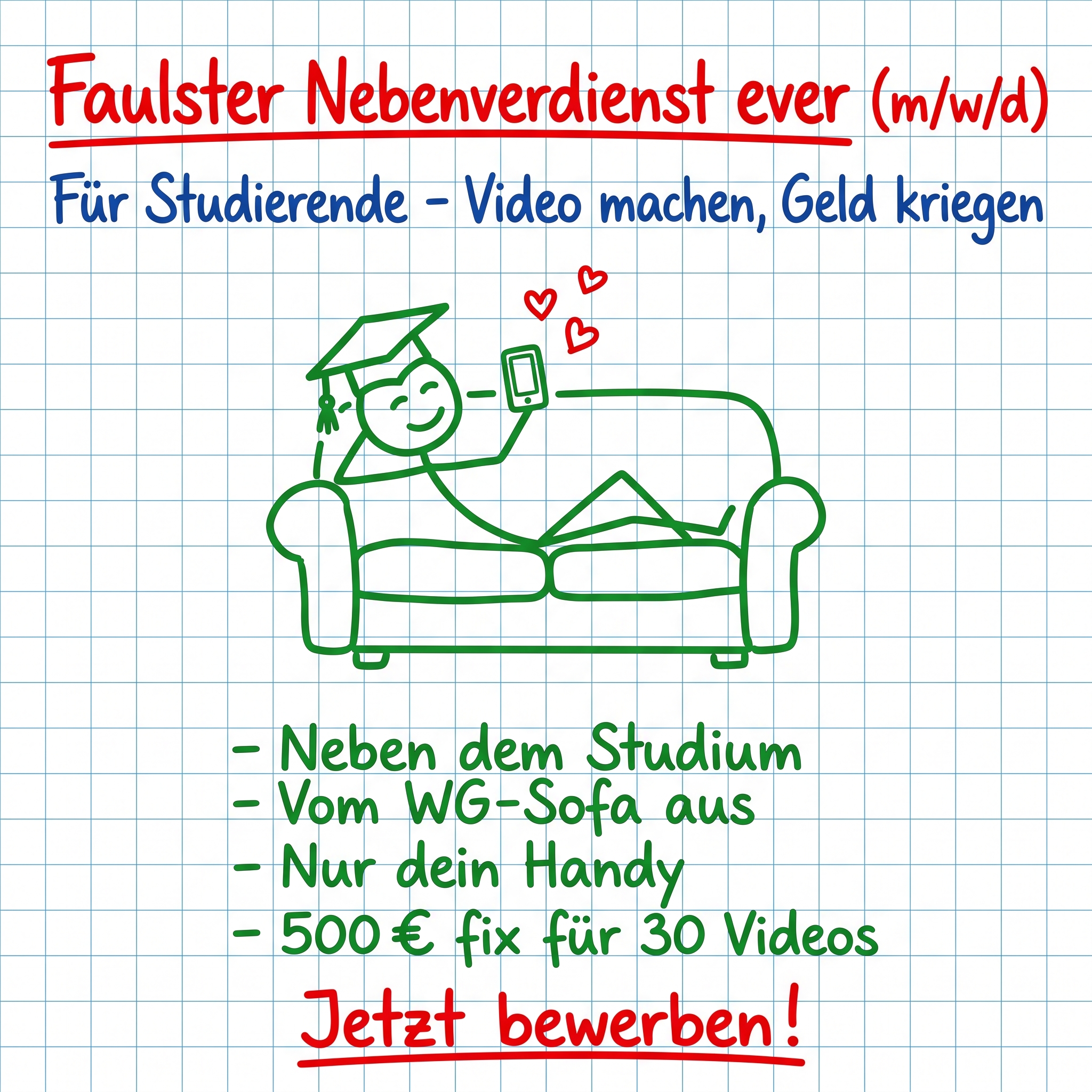 Lara Studytipps Facebook ad: Nebenverdienst für Studierende (m/w/d)
