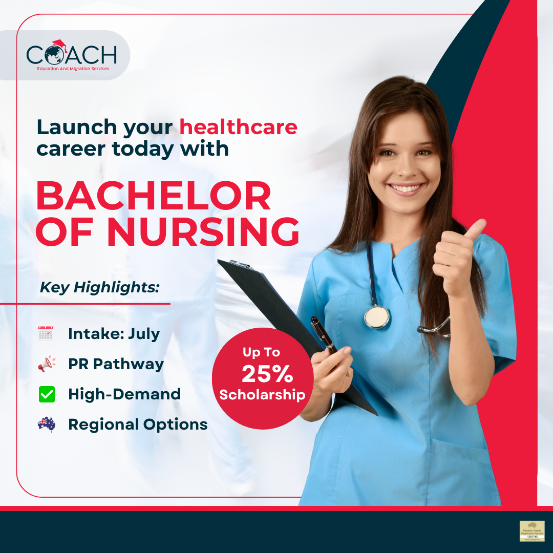 COACH Education and Migration Services Facebook ad: Study Bachelor of Nursing