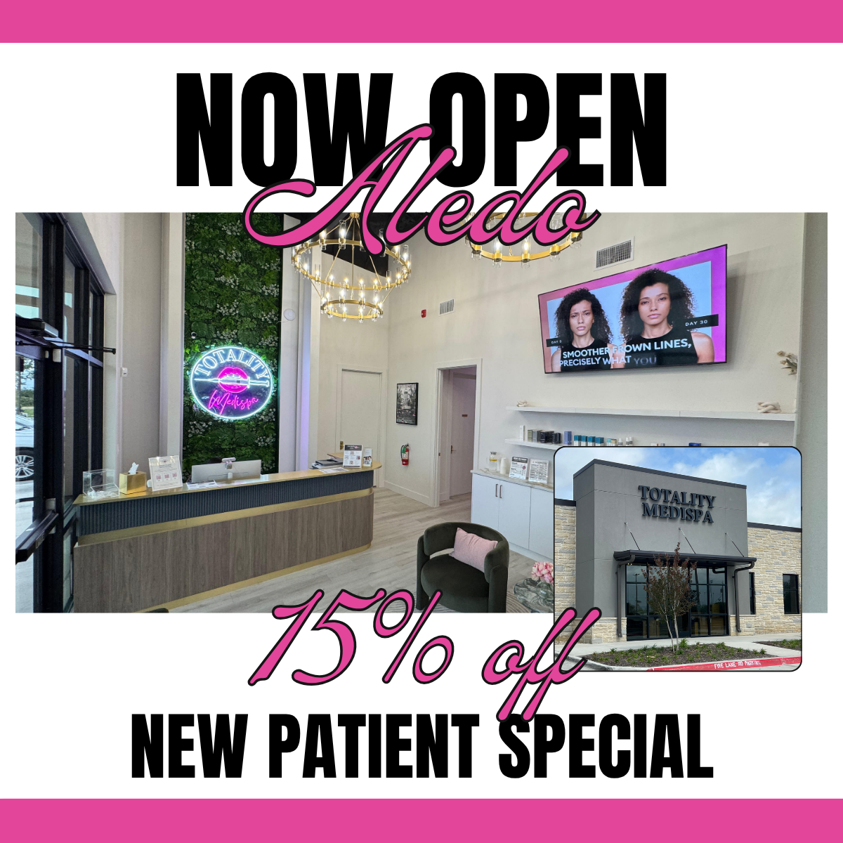 Totality Medispa Aledo Facebook ad: Aledo. you shouldn't have to battle I-20 traffic…