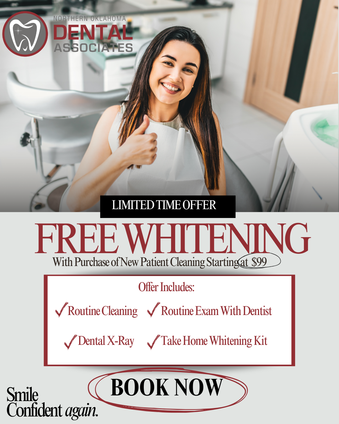 Northern Oklahoma Dental Associates Facebook ad: We love welcoming new smiles! Get a gentle, thorough…