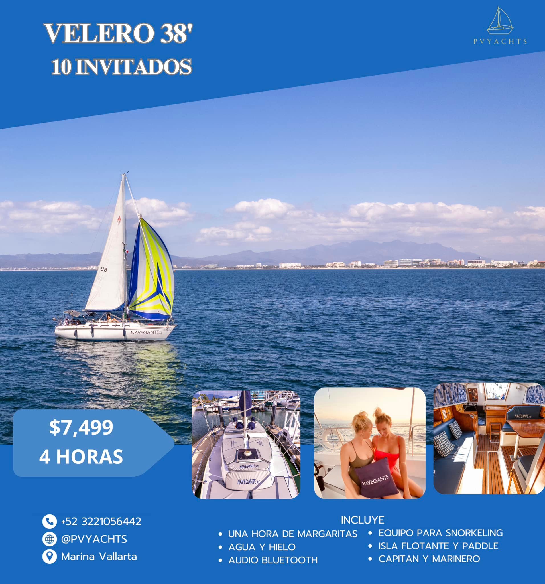 PvYachts Facebook ad: Tenemos la embarcación ideal para unas vacaciones perfectas…