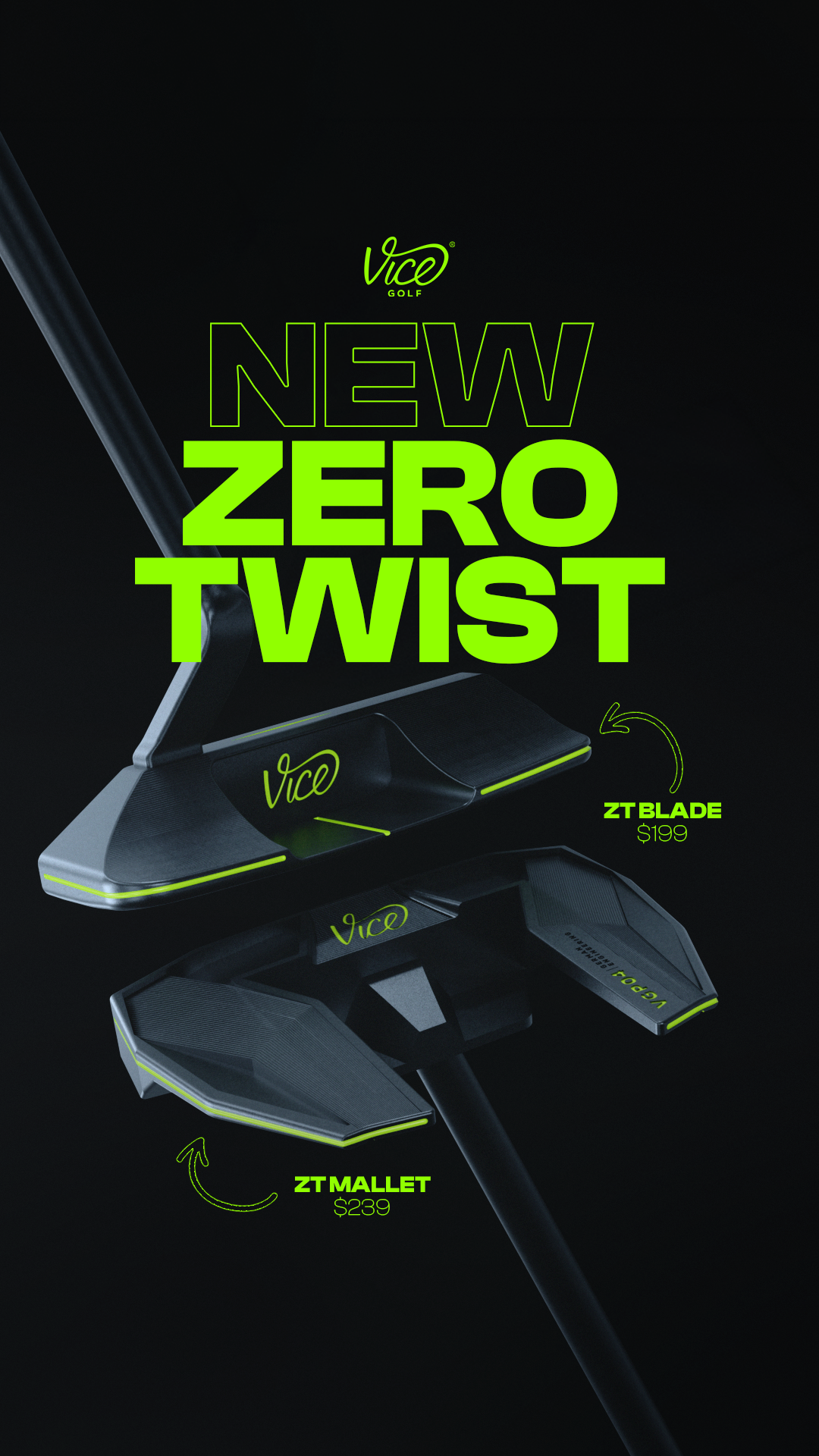 Vice Golf Facebook ad: NEW Zero Twist Putters