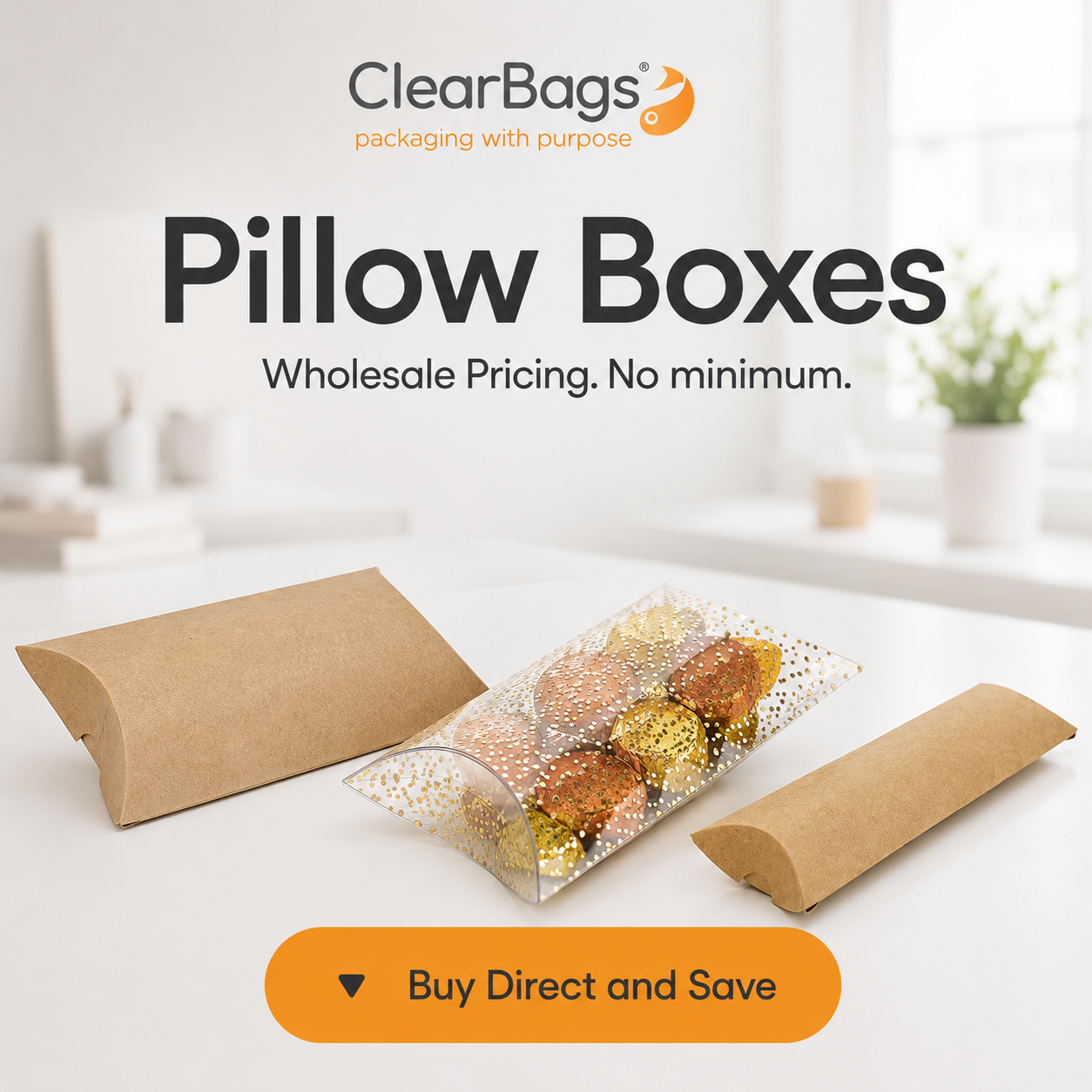 ClearBags Facebook ad: Stylish Pillow Boxes For Any Occasion