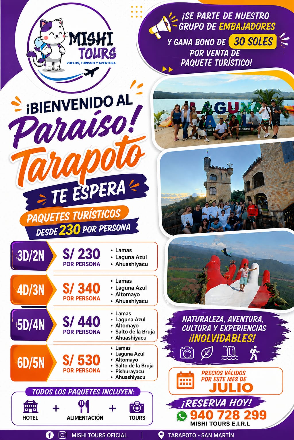 Mishi Tours TPP Facebook ad: REALIZA TU RESERVA