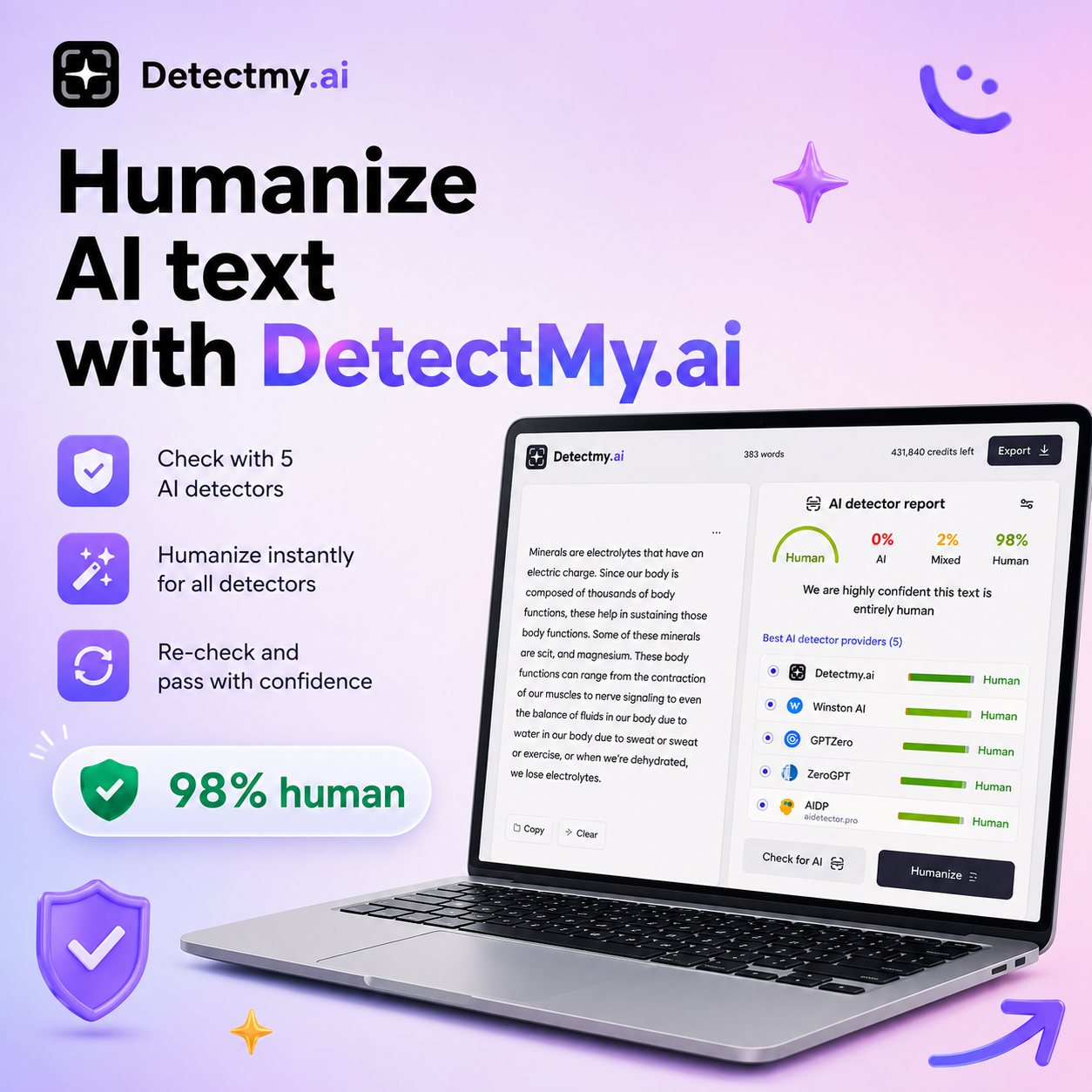 Detect My AI Facebook ad: Humanize & Beat AI Detectors
