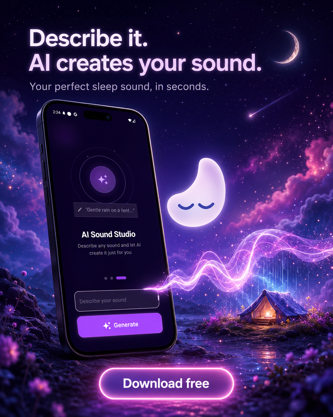 Sleepia Sleep Sounds: Relaxing Facebook ad
