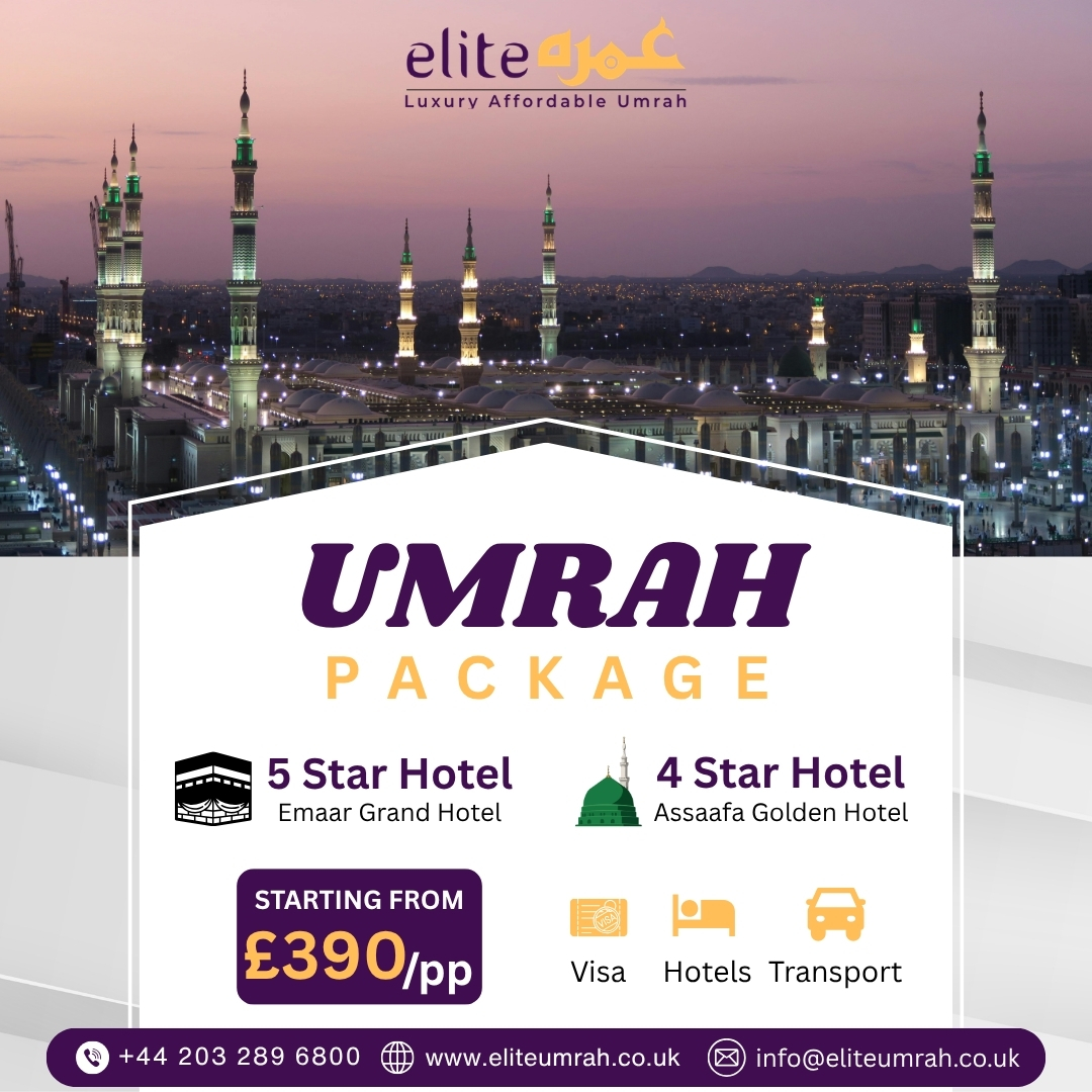 Elite Umrah Facebook ad: Start Your Umrah Journey from £390 per Person