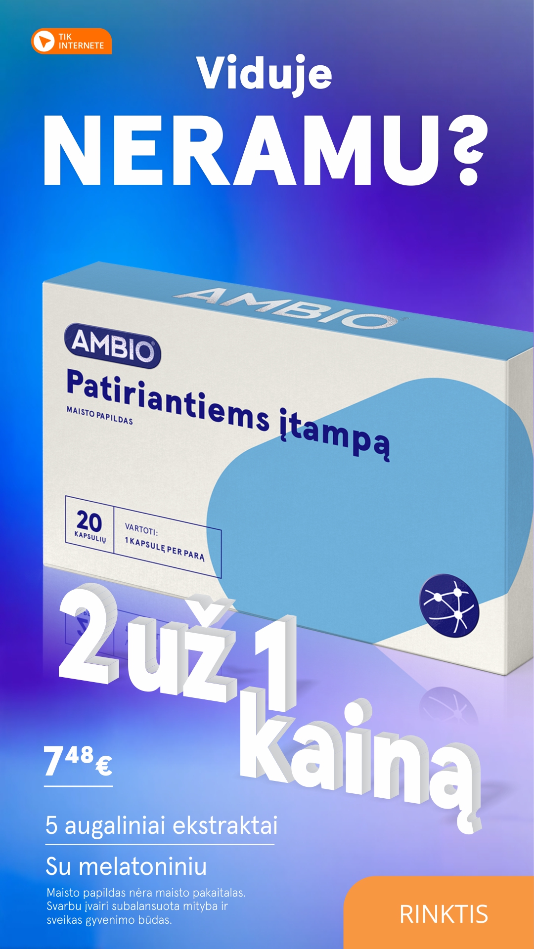 Gintarinė Vaistinė Facebook ad: 300 mg valerijono ir 1 mg melatonino