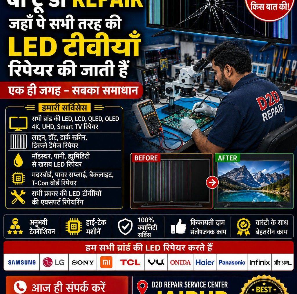 D2D repair Facebook ad: Jaipur LED TV Repair, Fast, Reliable & Professional…