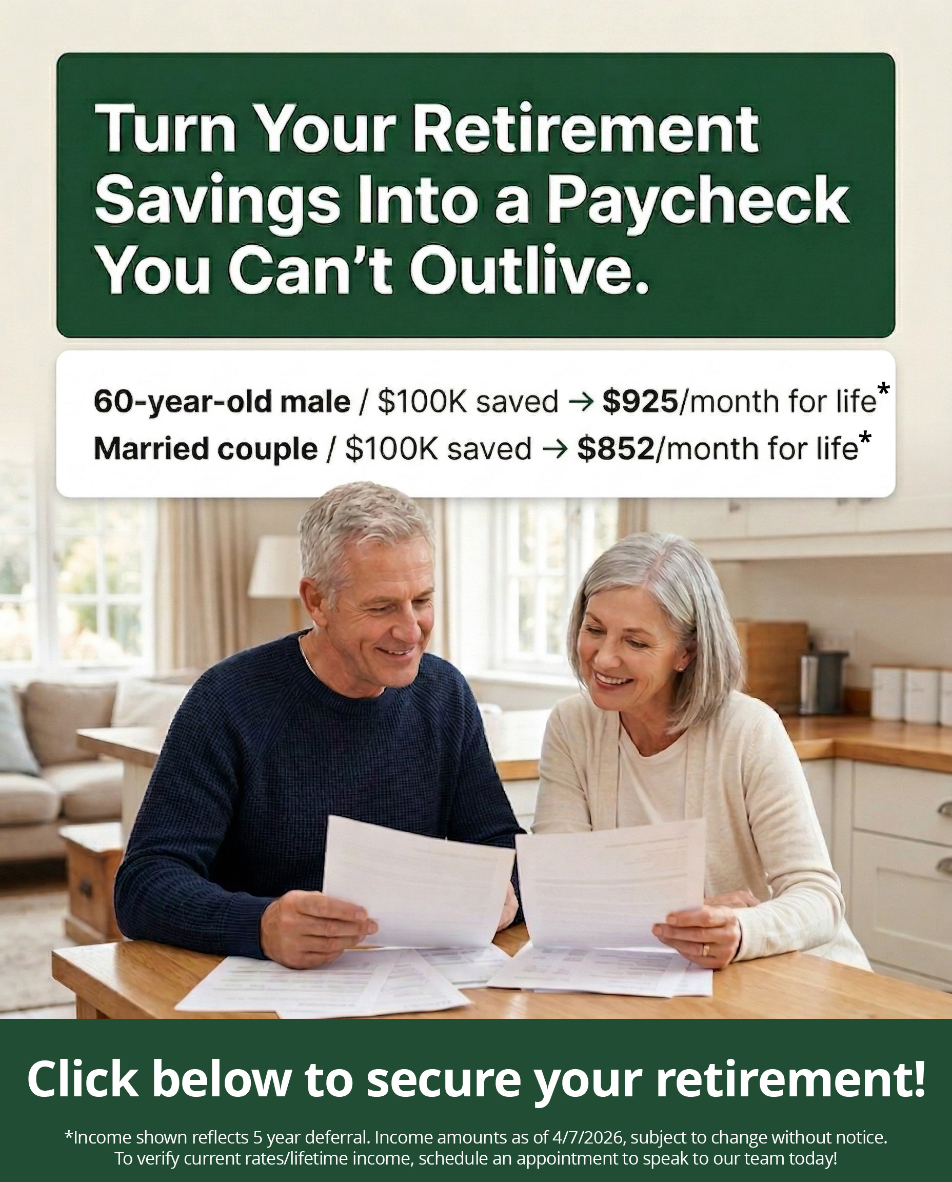 The Annuity Link Facebook ad: Turn Your Retirement Savings Into a Paycheck You Can’t…