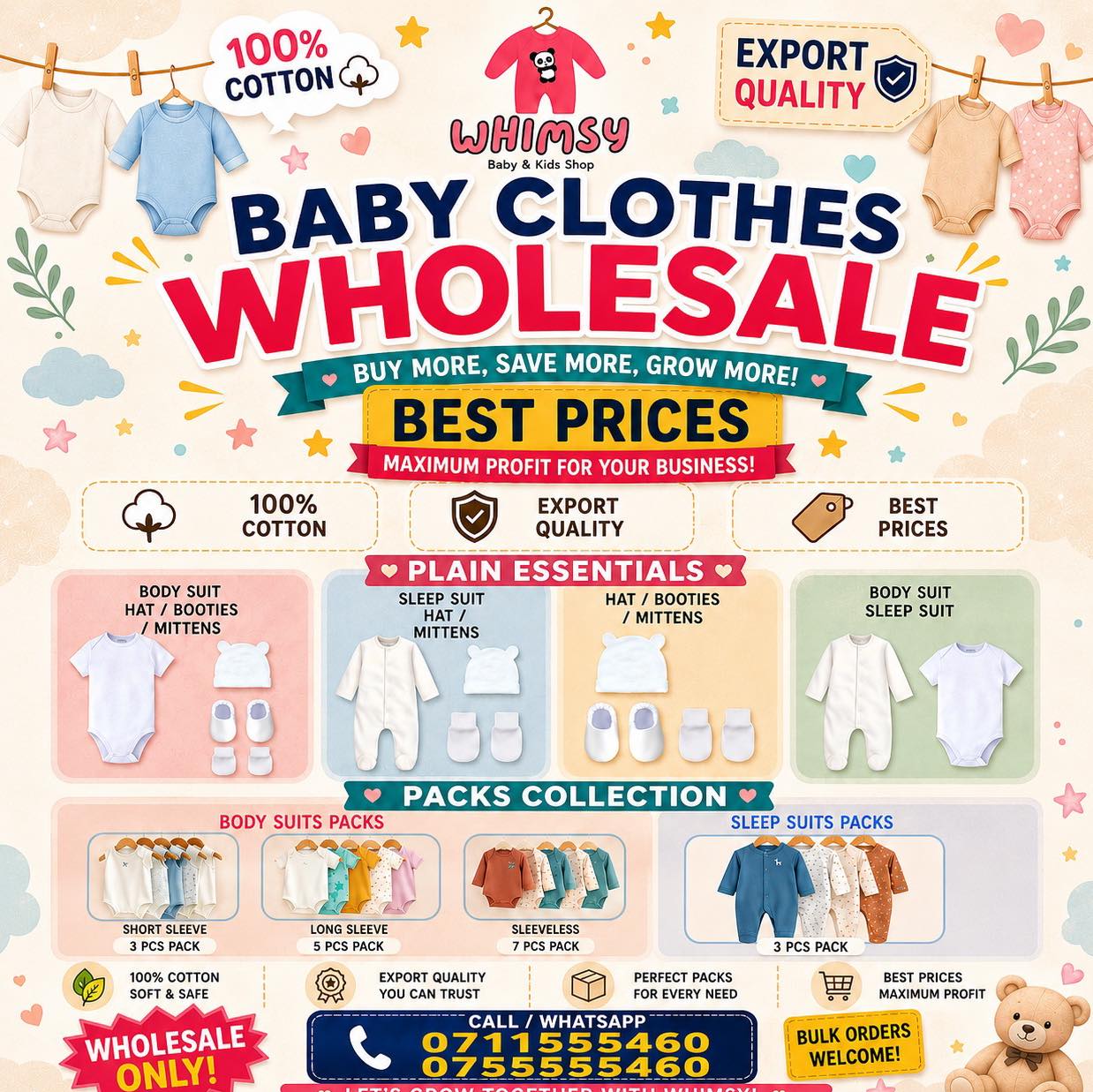 Whimsy Baby & Kid's Shop Facebook ad: WHOLESALE BABY CLOTHING, BEST DEALS FOR YOUR BUSINESS!