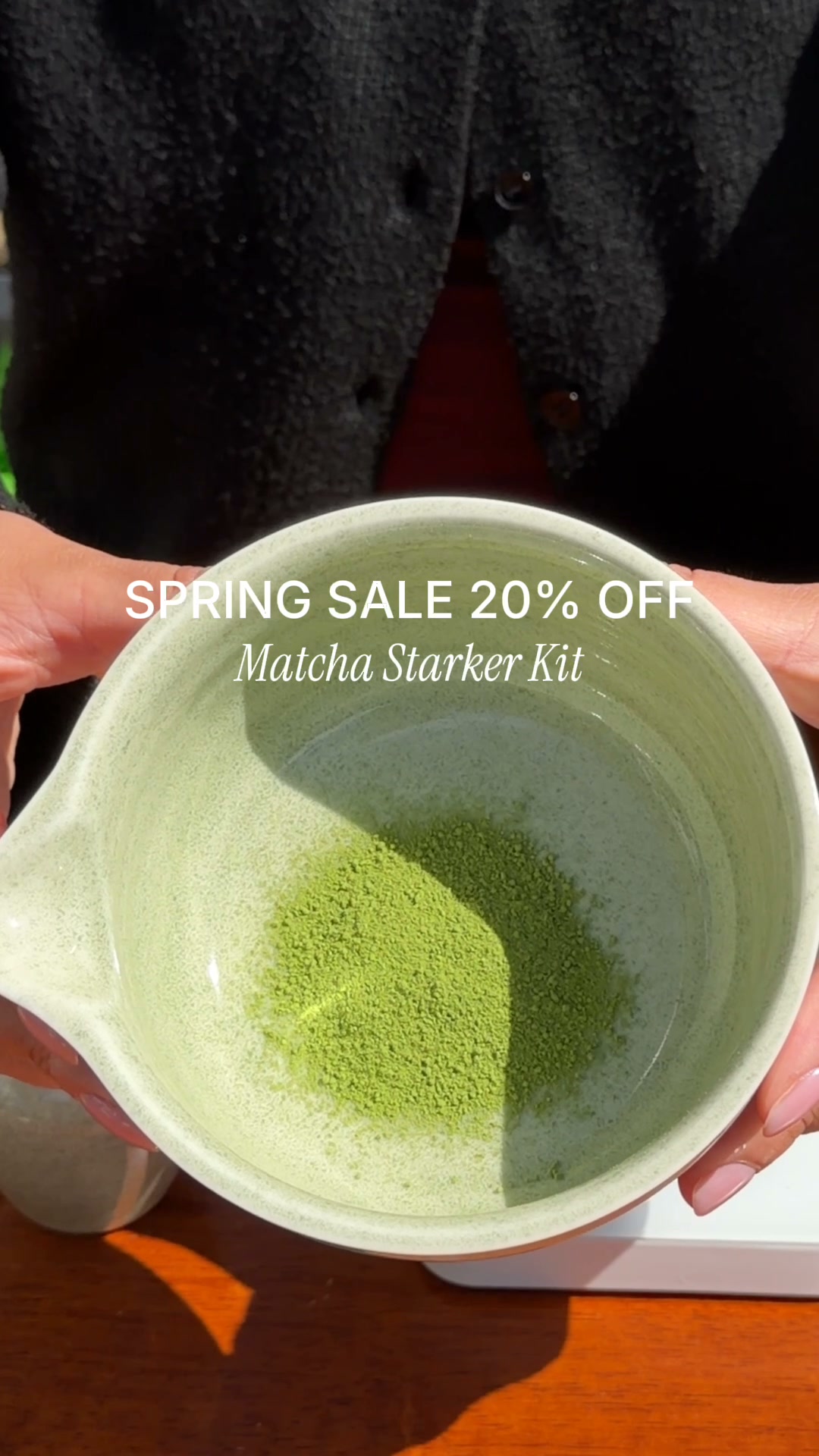 Made In Matcha Co Facebook ad: Free Shipping and 20% off on Starter Kit