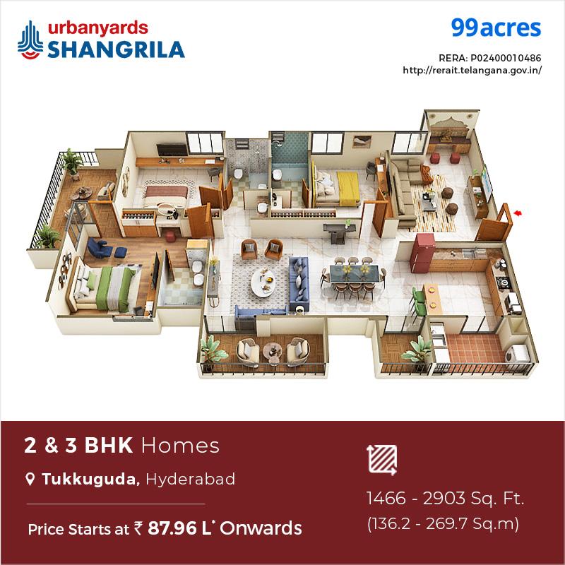 99acres Hyderabad Homes Facebook ad: Escape the city chaos without losing connectivity