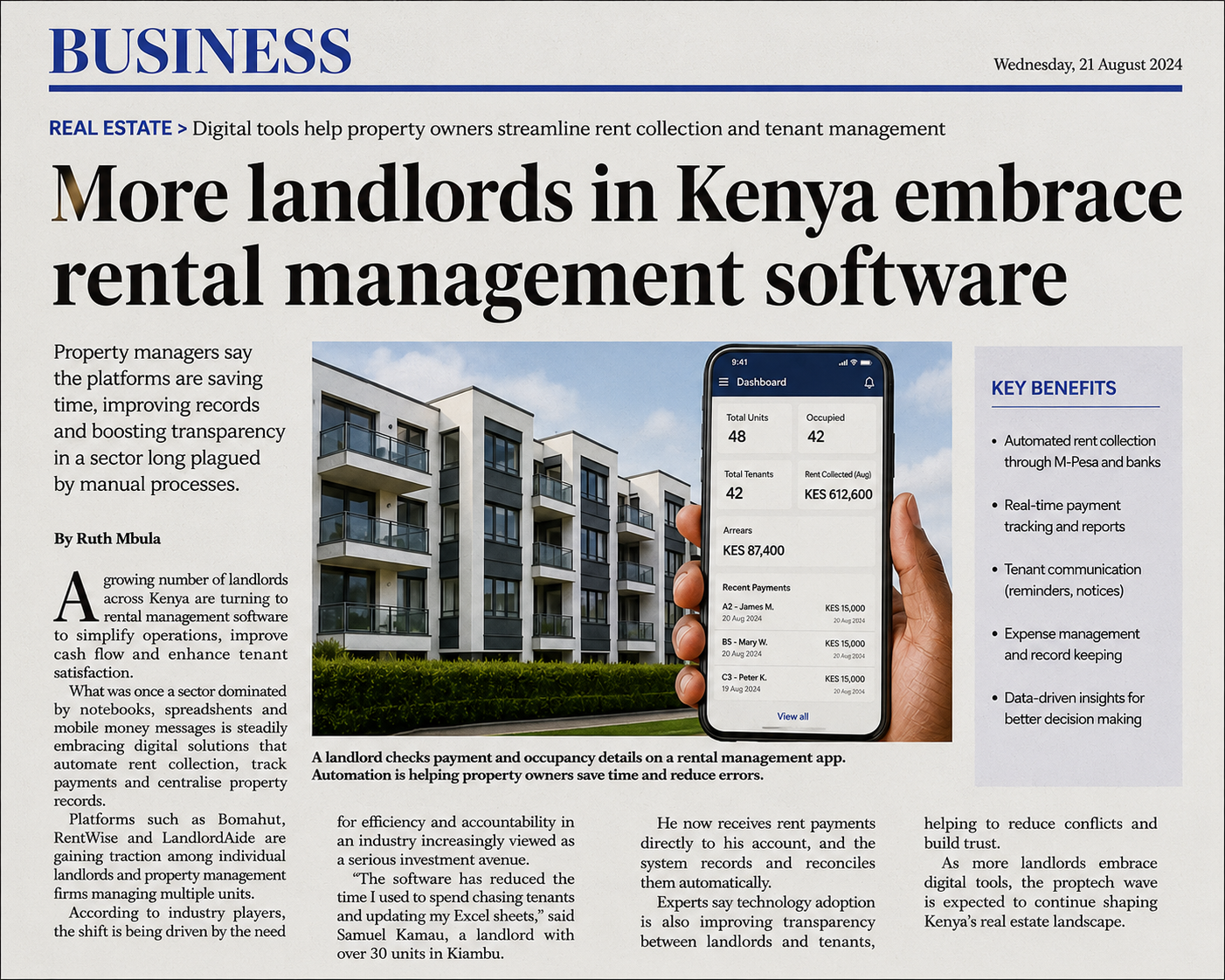 Bomahut Software Facebook ad: See How Kenyan Landlords Are Going Digital