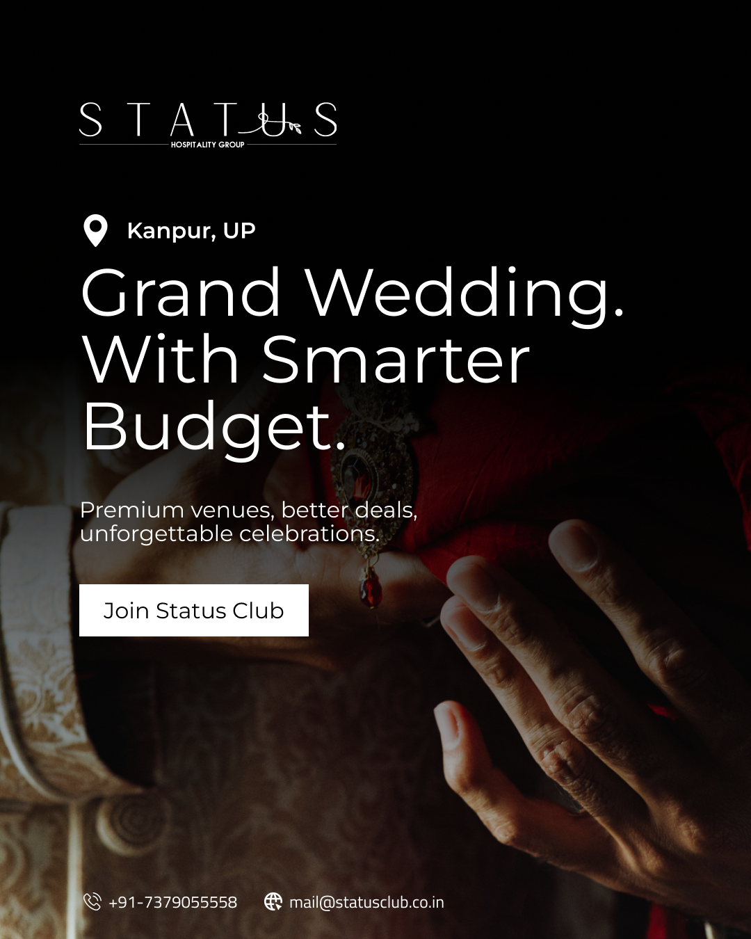 Status Club Facebook ad: Book Your Perfect Event Venue