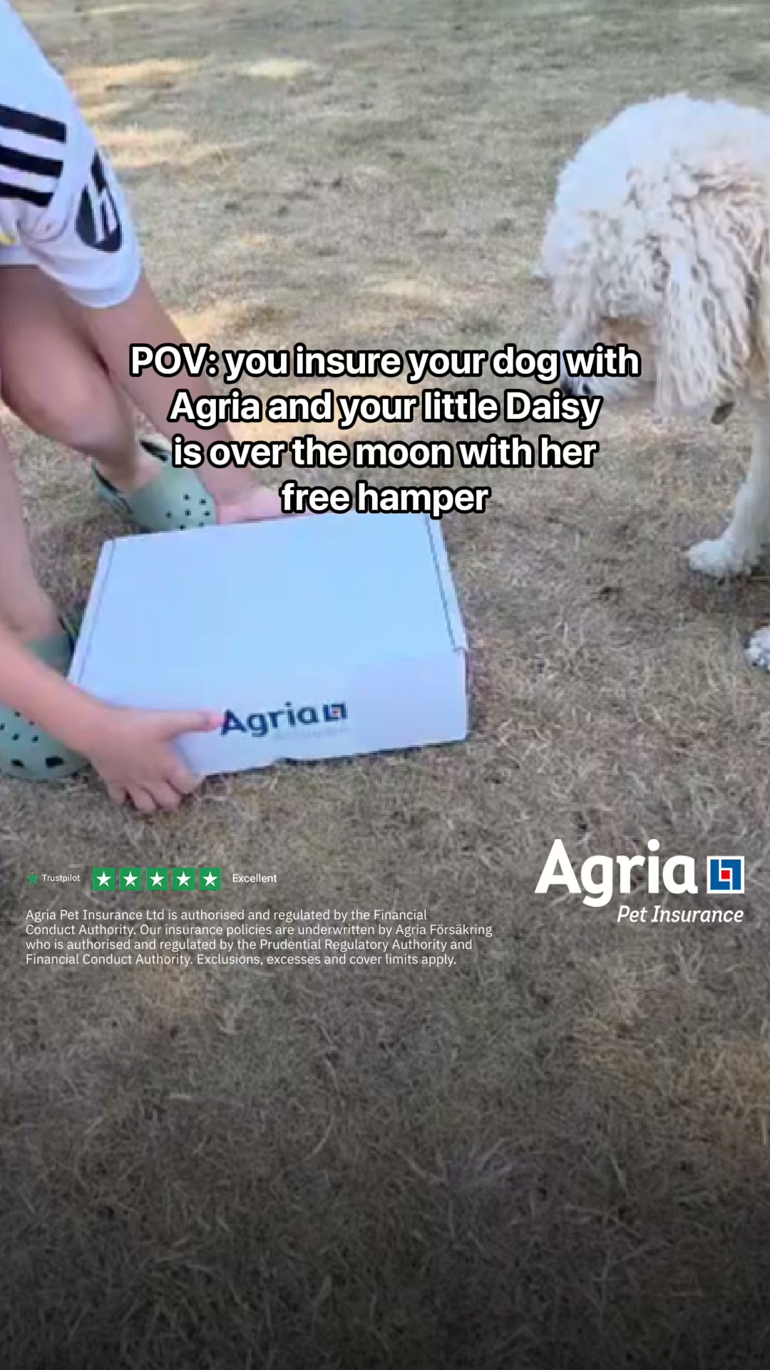 Agria Pet Insurance Facebook ad: Use code LOVE for a FREE luxury hamper.