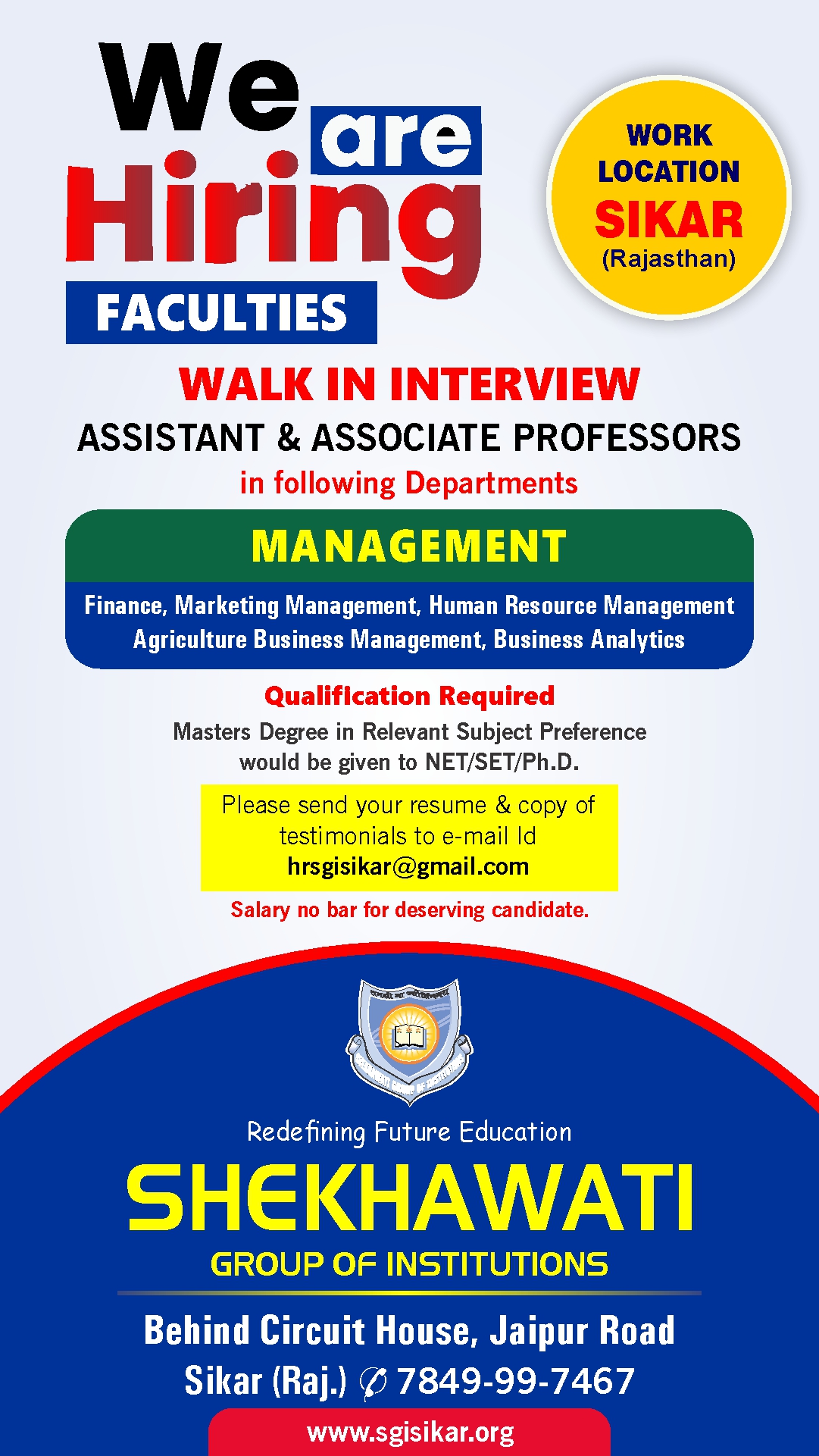 Shekhawati Group Of Institutions,SIkar Facebook ad