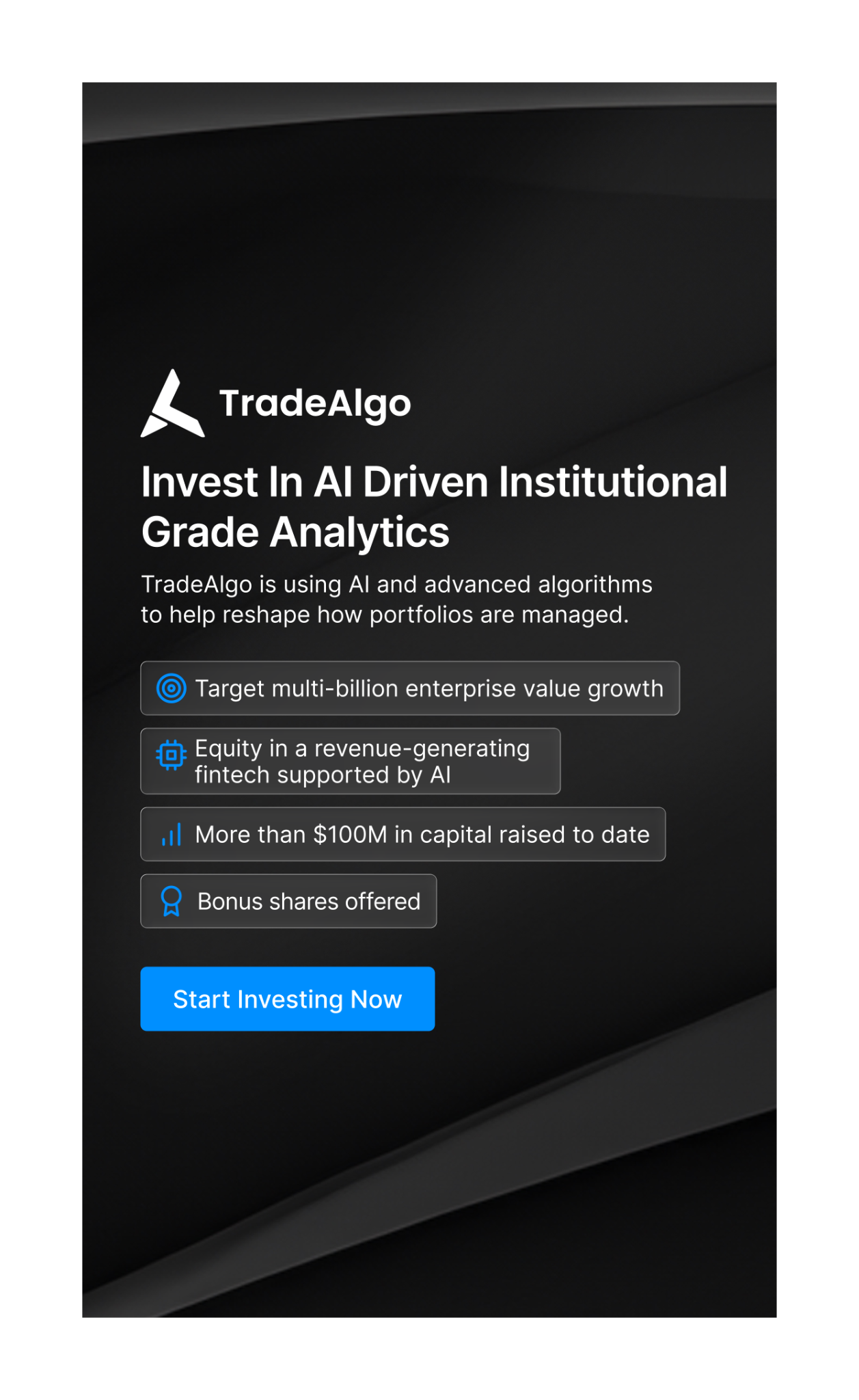 TradeAlgo Facebook ad from Feb 20, 2026