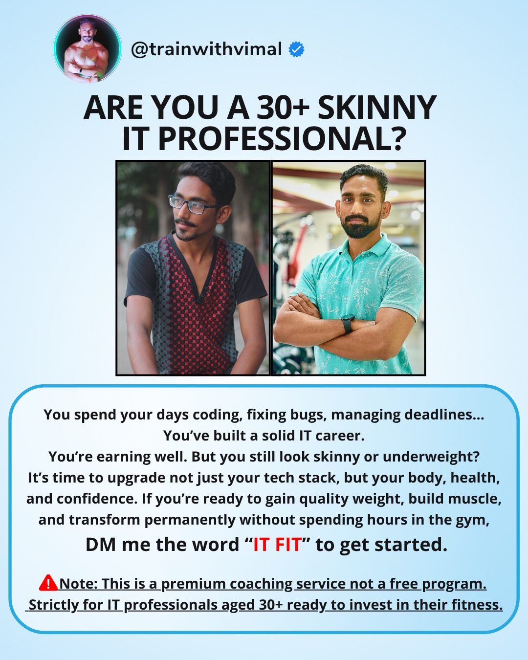 Train with Vimal Facebook ad