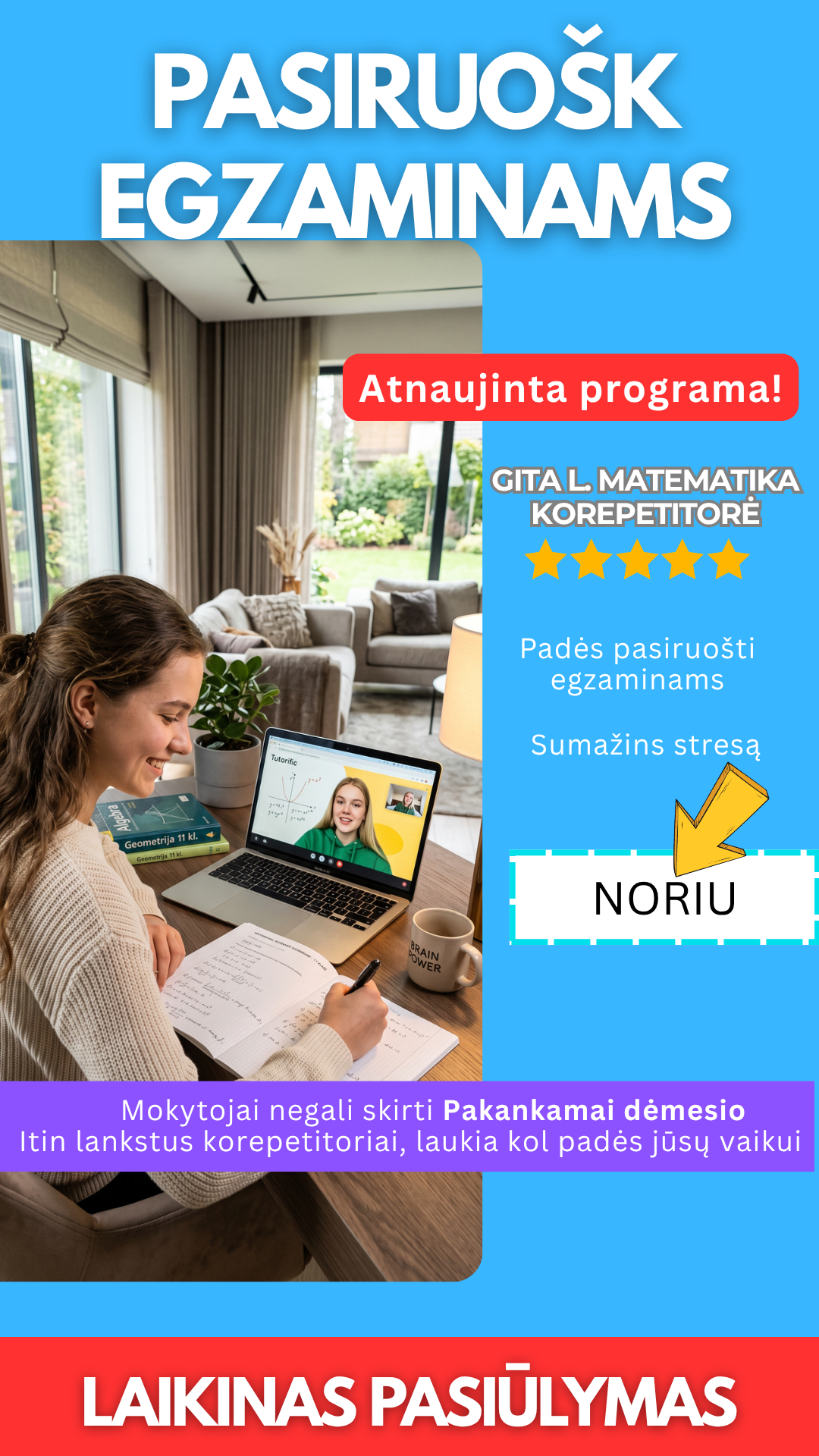 Korepetitoriai Išmok Facebook ad: Noriu